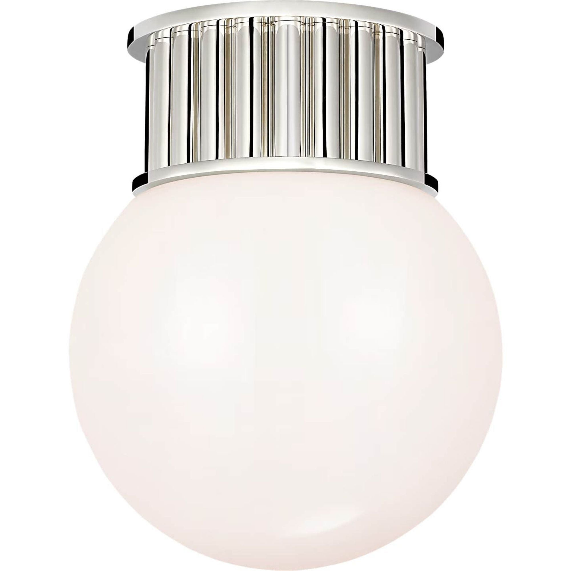 Chapman & Myers Nolan 9" Flush Mount in Polished Nickel with White Glass Globe W9" x H11"