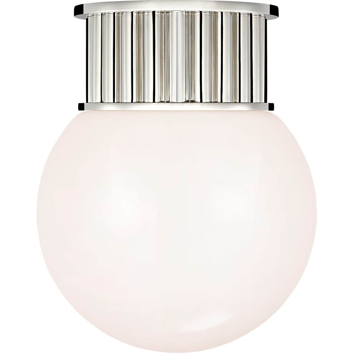 Chapman & Myers Nolan 9" Flush Mount in Polished Nickel with White Glass Globe W9" x H11"