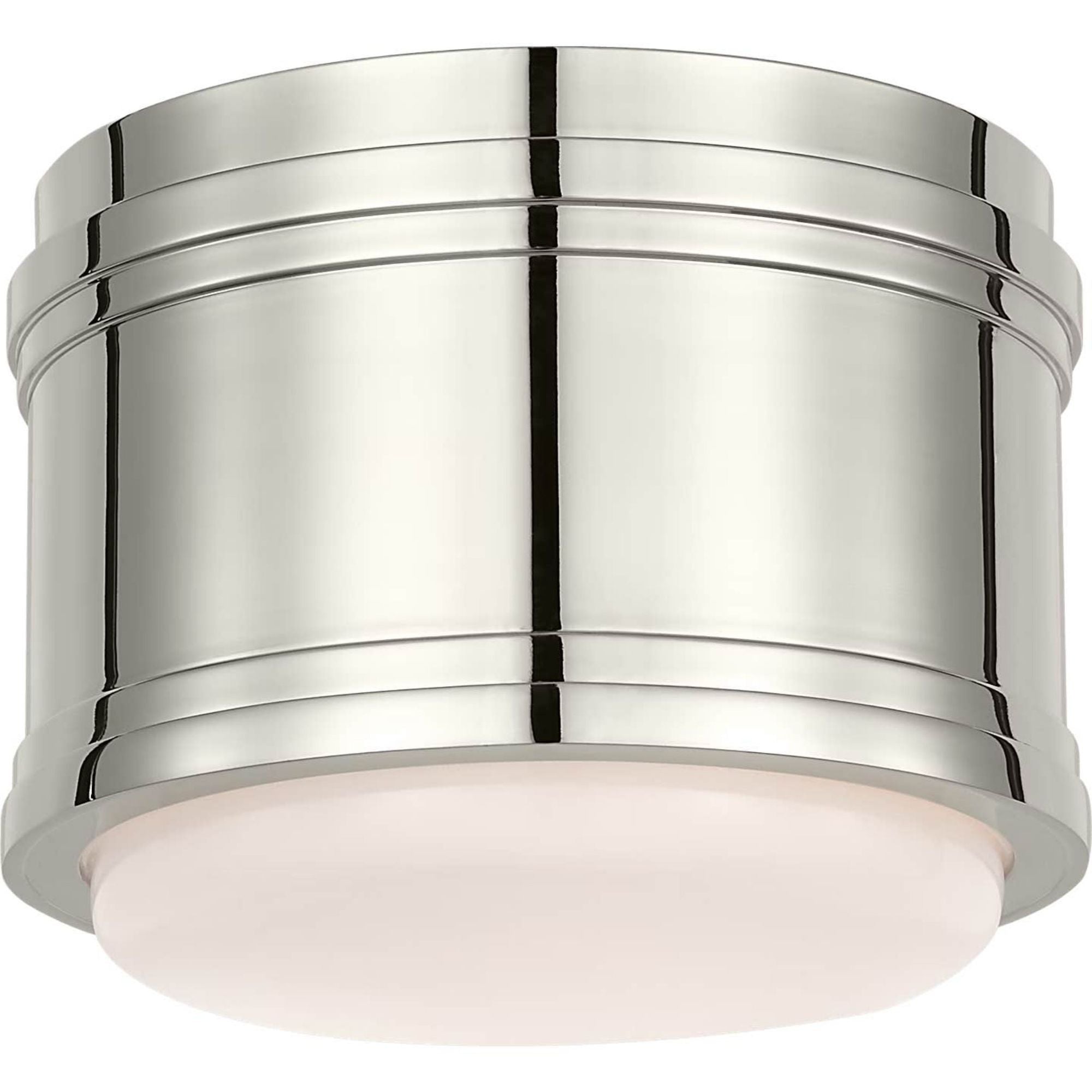 Chapman & Myers Marden 6" Flush Mount in Polished Nickel with White Glass W5.5" x H4.25"