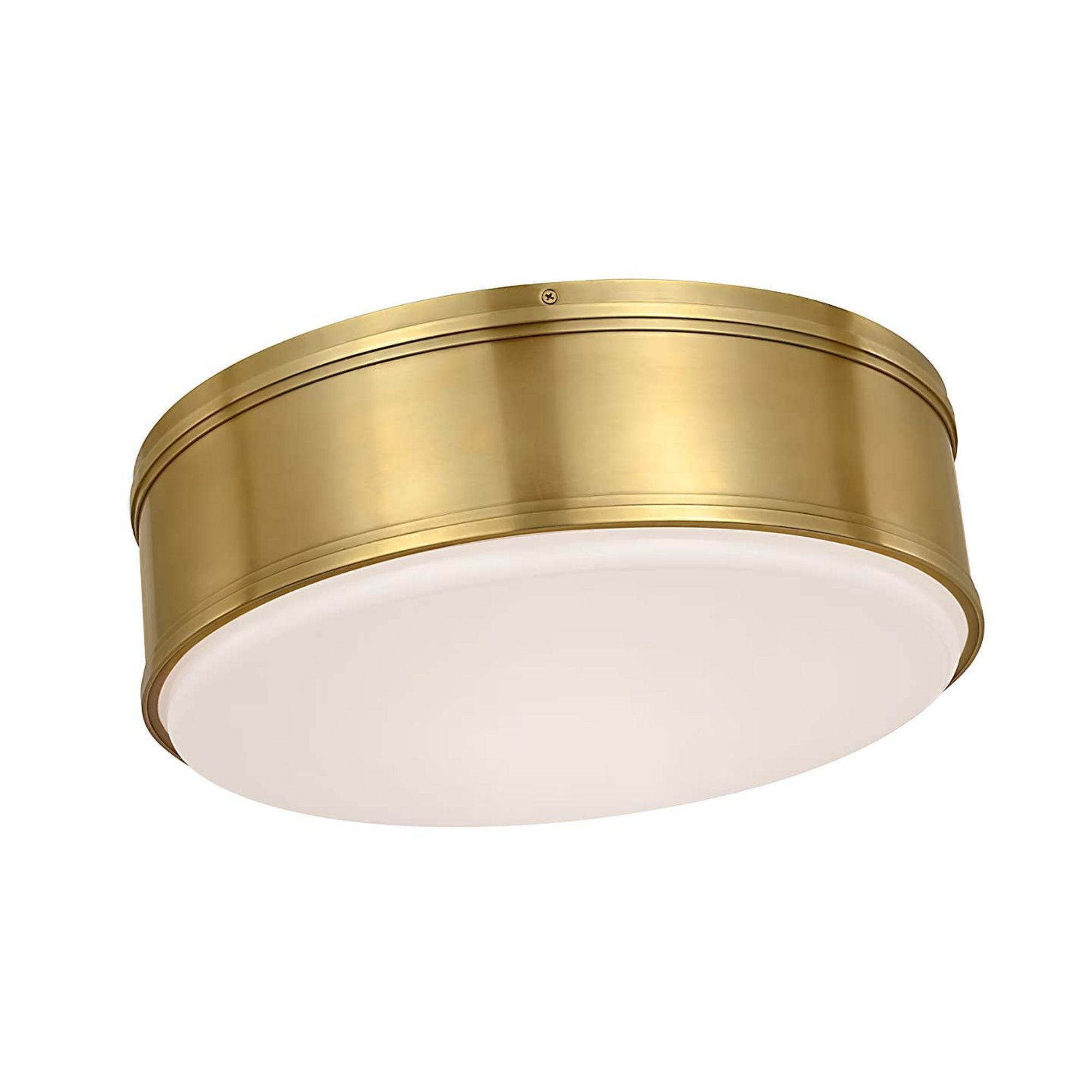 Chapman & Myers Marden 18" Flush Mount in Antique-Burnished Brass with White Glass W17.5" x H6"