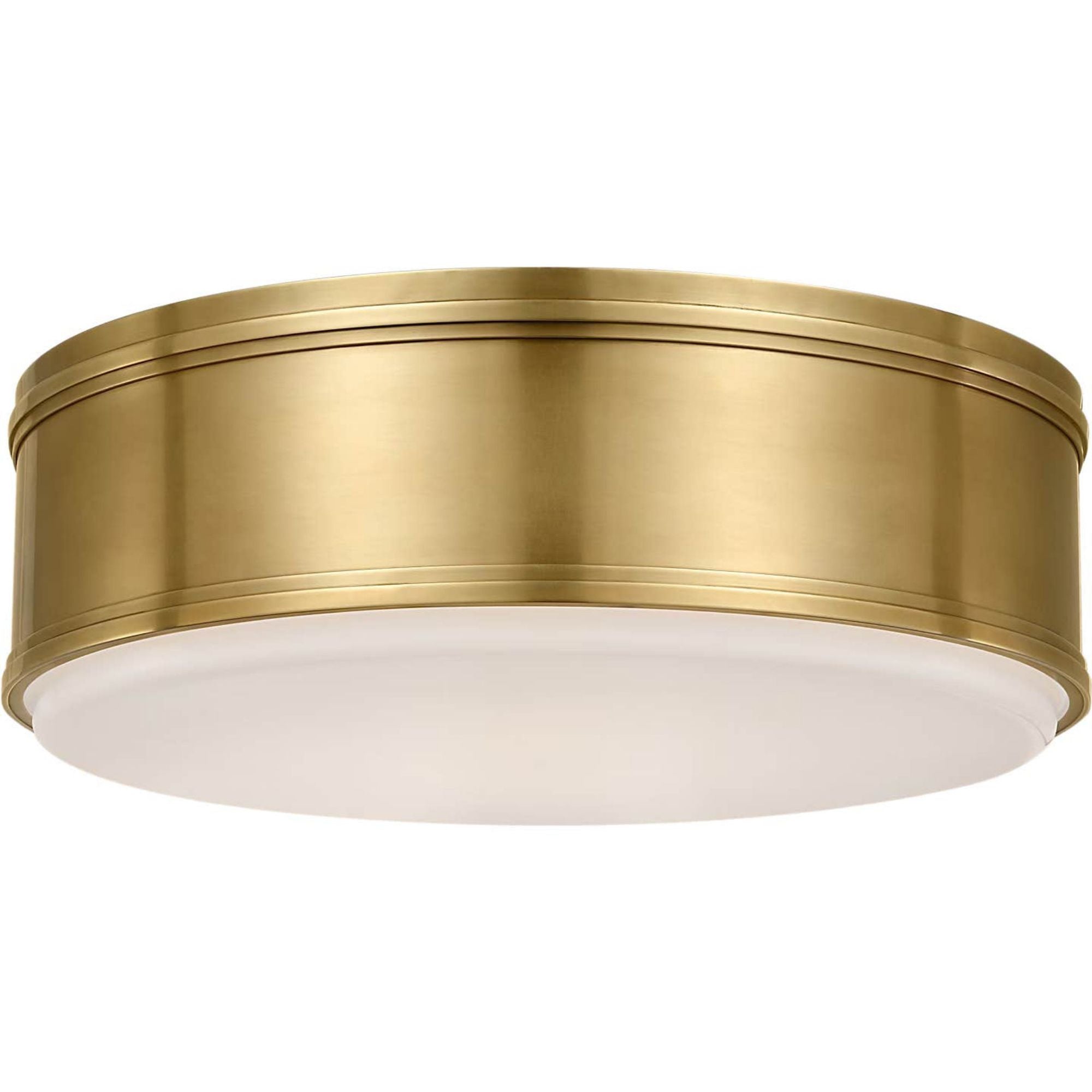 Chapman & Myers Marden 18" Flush Mount in Antique-Burnished Brass with White Glass W17.5" x H6"