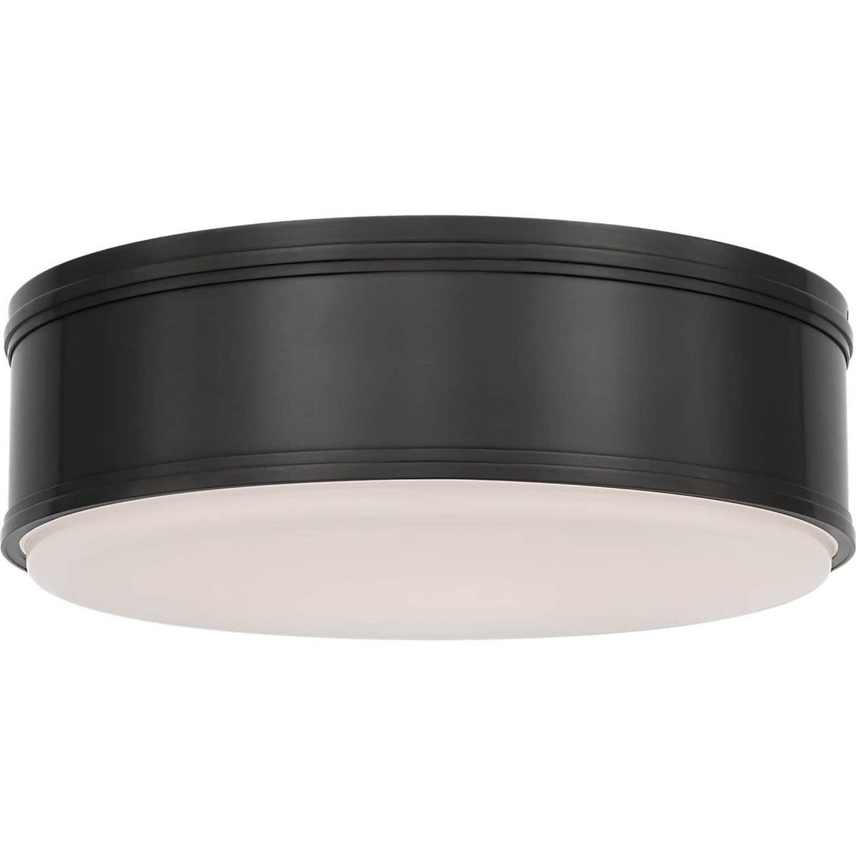 Chapman & Myers Marden 18" Flush Mount in Bronze with White Glass W17.5" x H6"