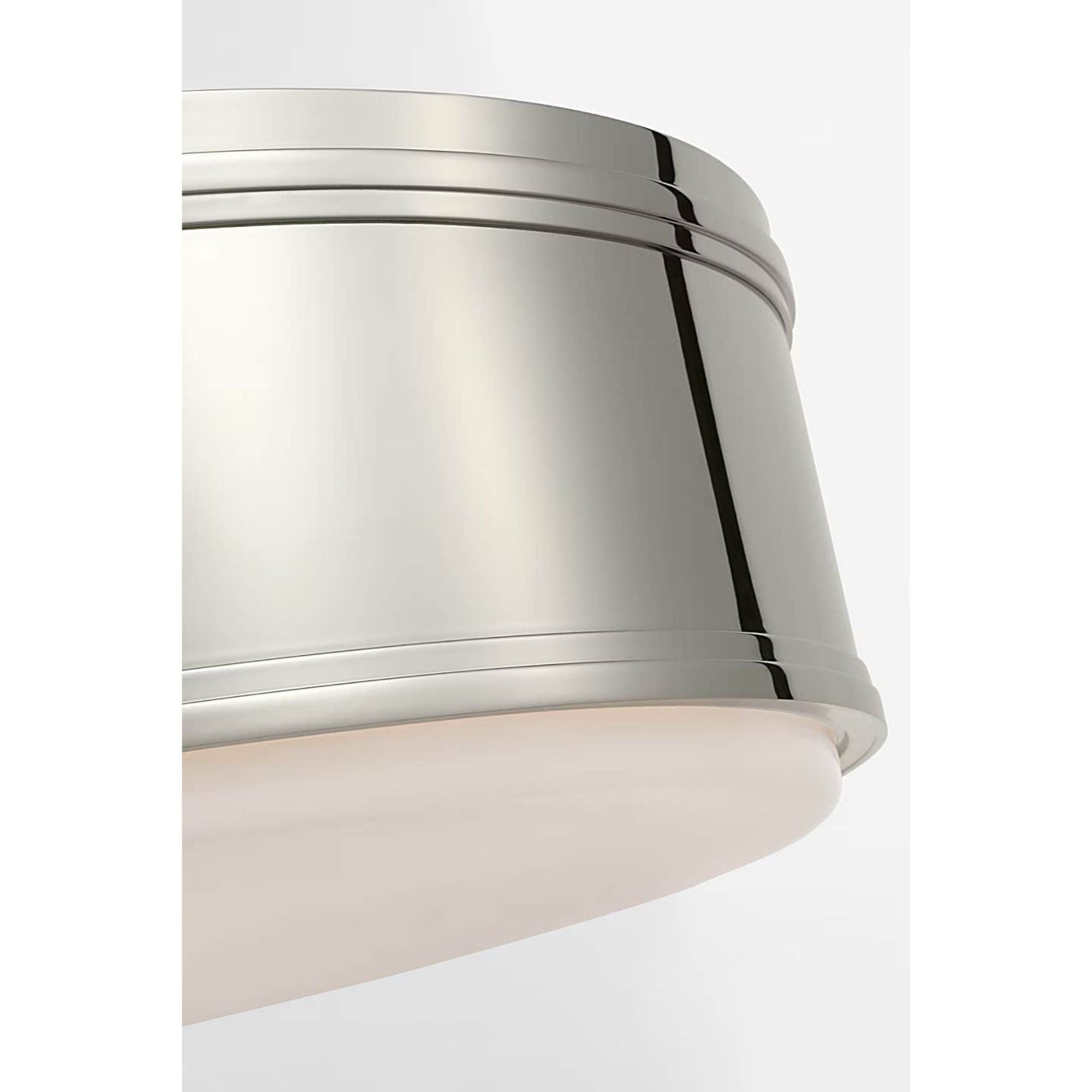 Chapman & Myers Marden 18" Flush Mount in Polished Nickel with White Glass W17.5" x H6"