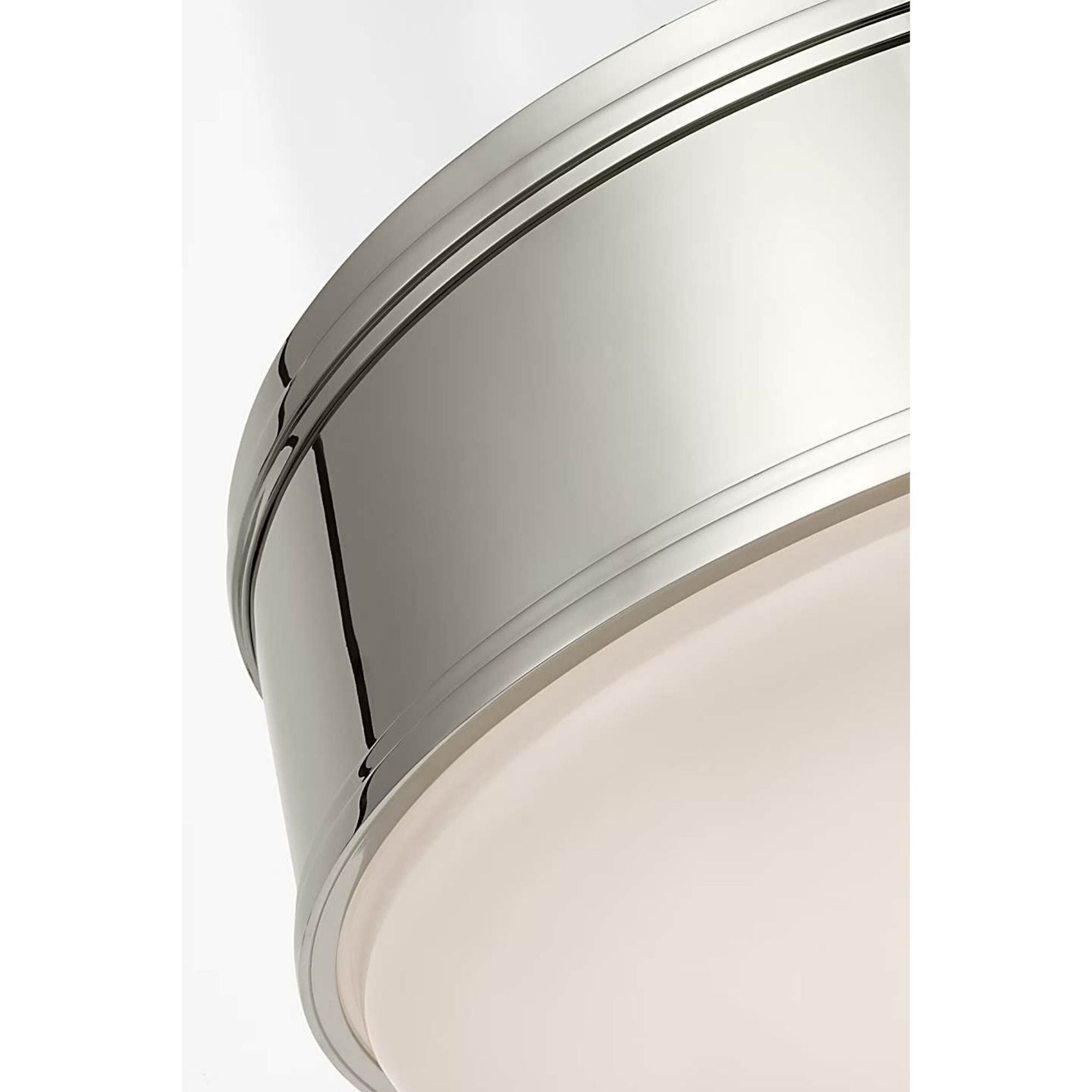 Chapman & Myers Marden 18" Flush Mount in Polished Nickel with White Glass W17.5" x H6"