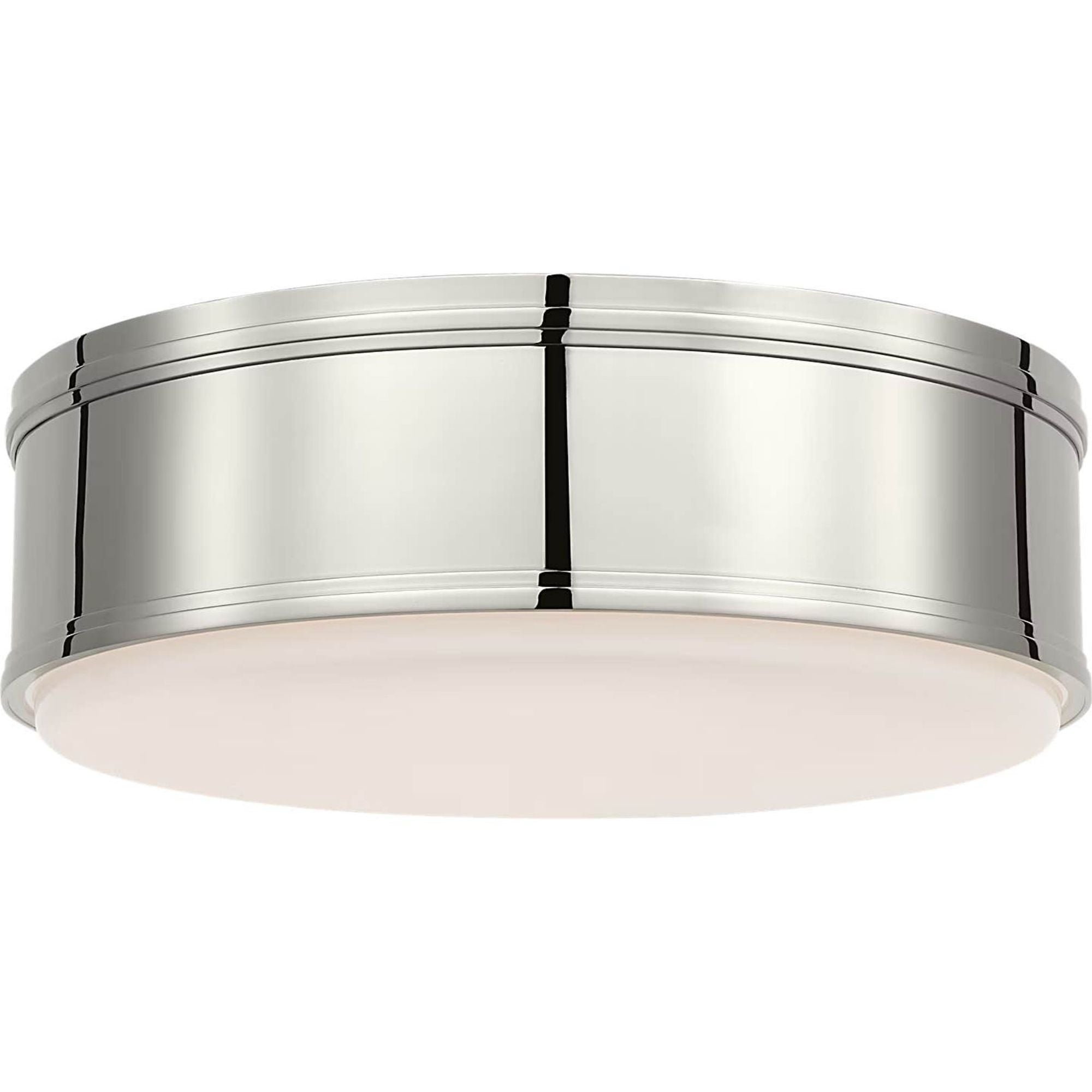 Chapman & Myers Marden 18" Flush Mount in Polished Nickel with White Glass W17.5" x H6"