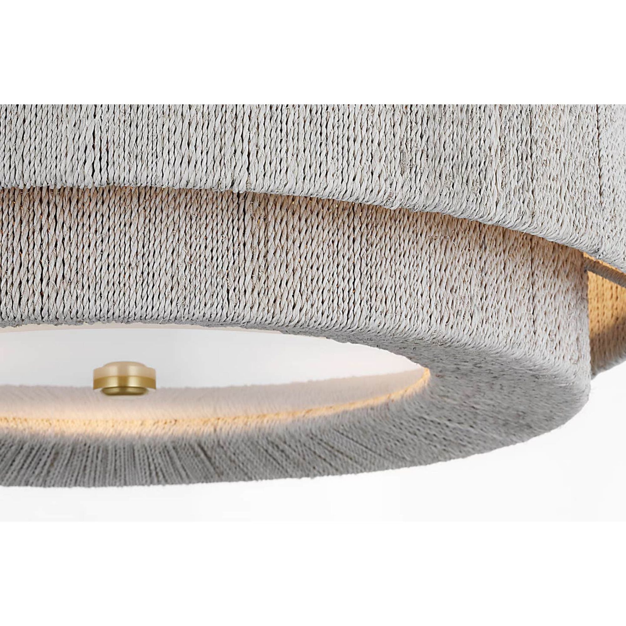 Chapman & Myers Dorado 25" Flush Mount in Antique-Burnished Brass and Washed Abaca W24" x H10.5"