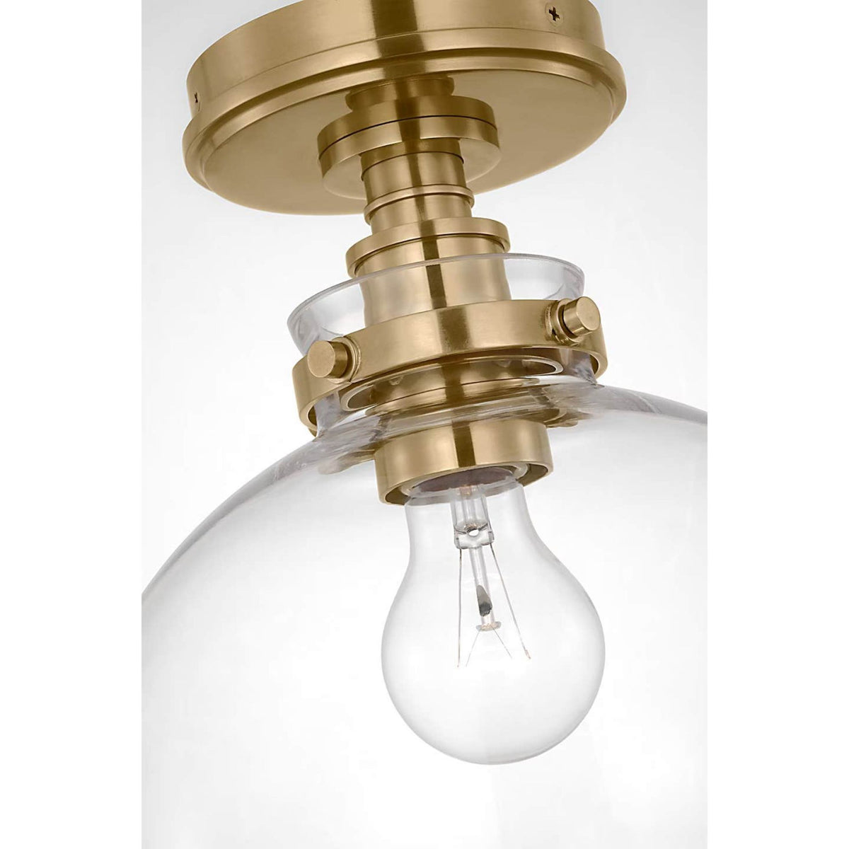 Chapman & Myers Parkington 10" Globe Flush Mount in Antique-Burnished Brass with Clear Glass W10" x H14"
