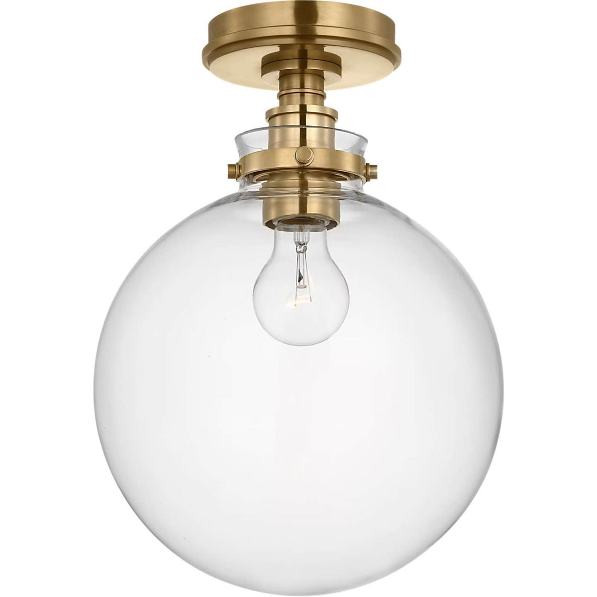 Chapman & Myers Parkington 10" Globe Flush Mount in Antique-Burnished Brass with Clear Glass W10" x H14"