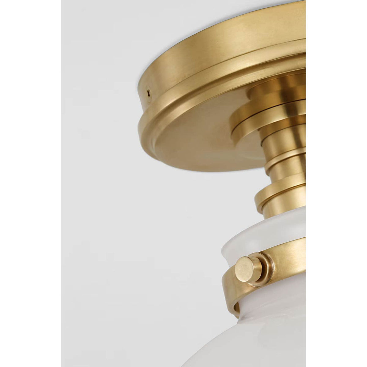 Chapman & Myers Parkington 10" Globe Flush Mount in Antique-Burnished Brass with White Glass W10" x H14"