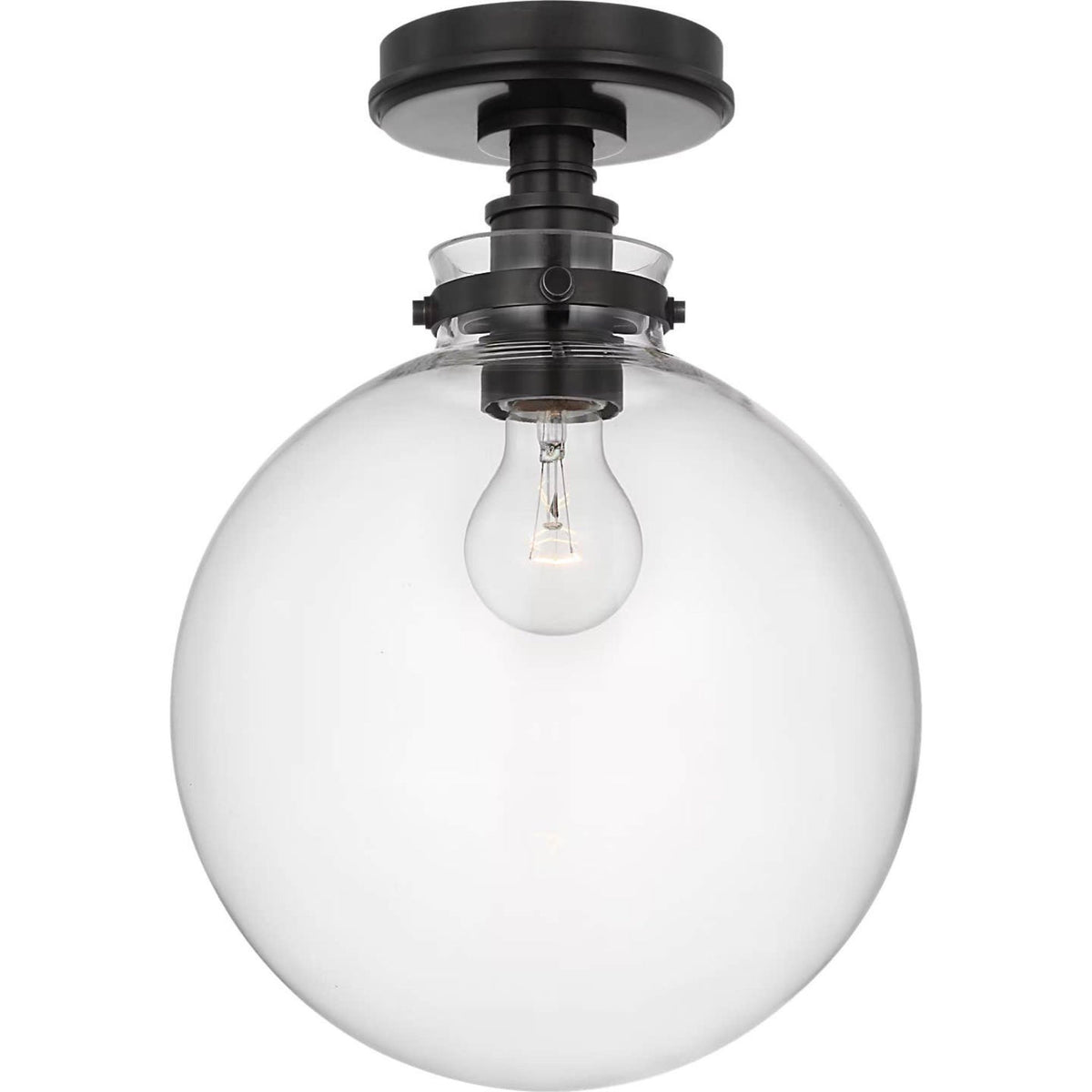 Chapman & Myers Parkington 10" Globe Flush Mount in Bronze with Clear Glass W10" x H14"