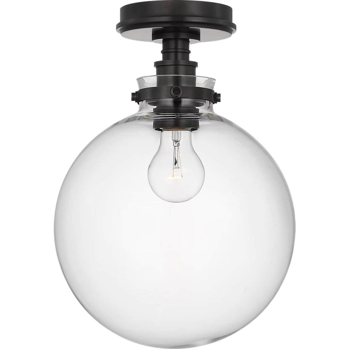 Chapman & Myers Parkington 10" Globe Flush Mount in Bronze with Clear Glass W10" x H14"