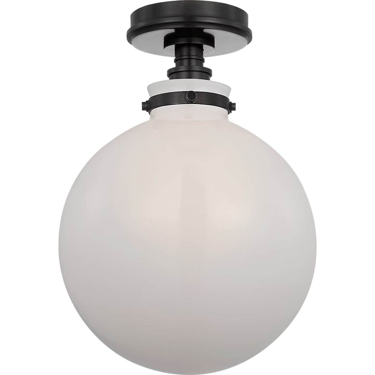 Chapman & Myers Parkington 10" Globe Flush Mount in Bronze with White Glass W10" x H14"