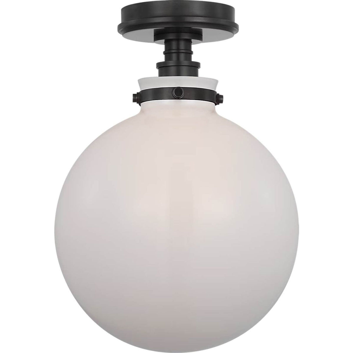 Chapman & Myers Parkington 10" Globe Flush Mount in Bronze with White Glass W10" x H14"