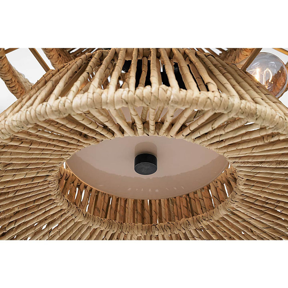Chapman & Myers Antigua Small Drum Chandelier in Bronze and Natural Abaca W22" x H17"