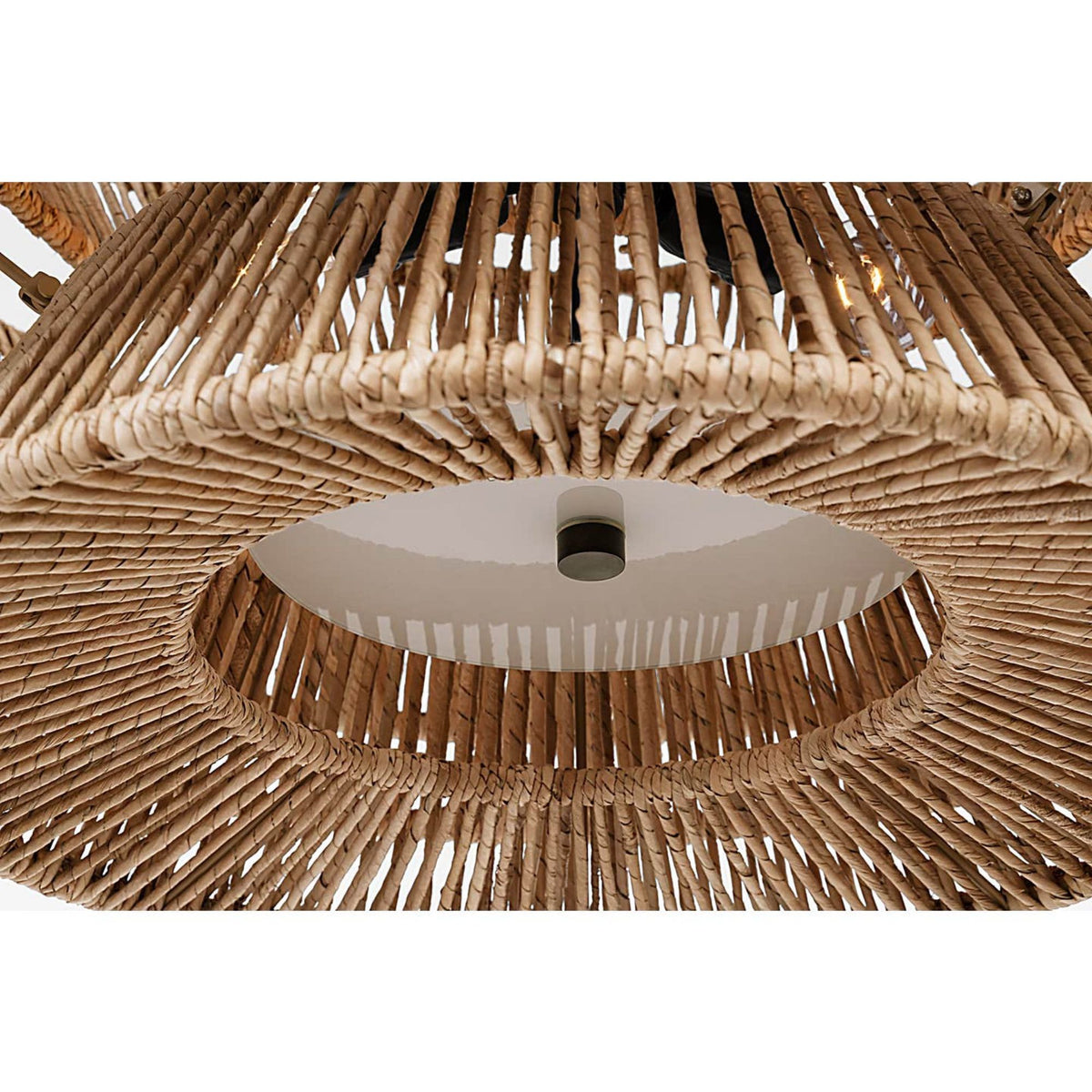 Chapman & Myers Antigua Medium Drum Chandelier in Bronze and Natural Abaca W30" x H21.5"