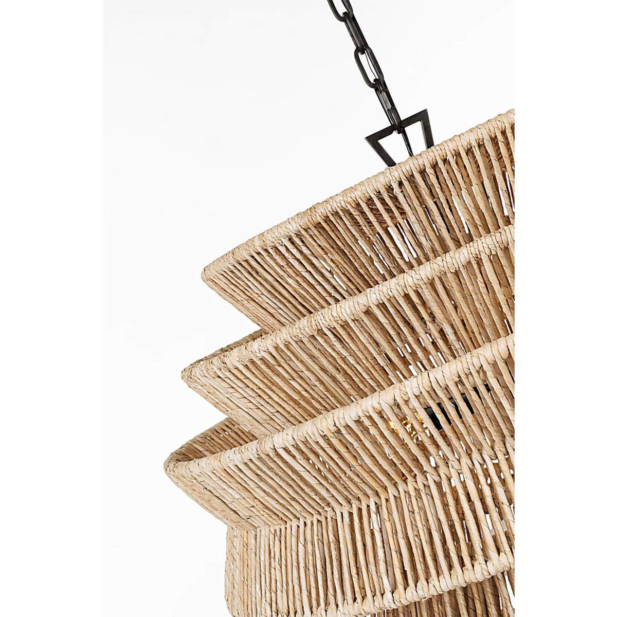 Chapman & Myers Antigua Medium Drum Chandelier in Bronze and Natural Abaca W30" x H21.5"