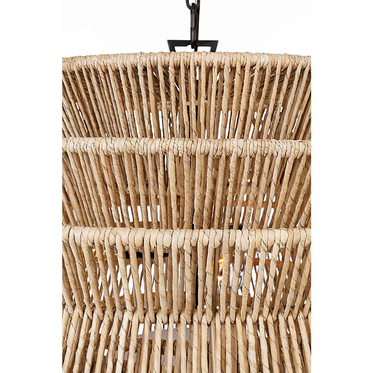 Chapman & Myers Antigua Medium Drum Chandelier in Bronze and Natural Abaca W30" x H21.5"
