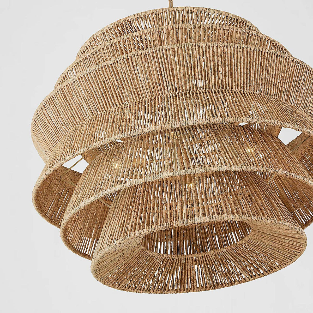 Chapman & Myers Antigua XL Drum Chandelier in Antique-Burnished Brass and Natural Abaca W42" x H34"