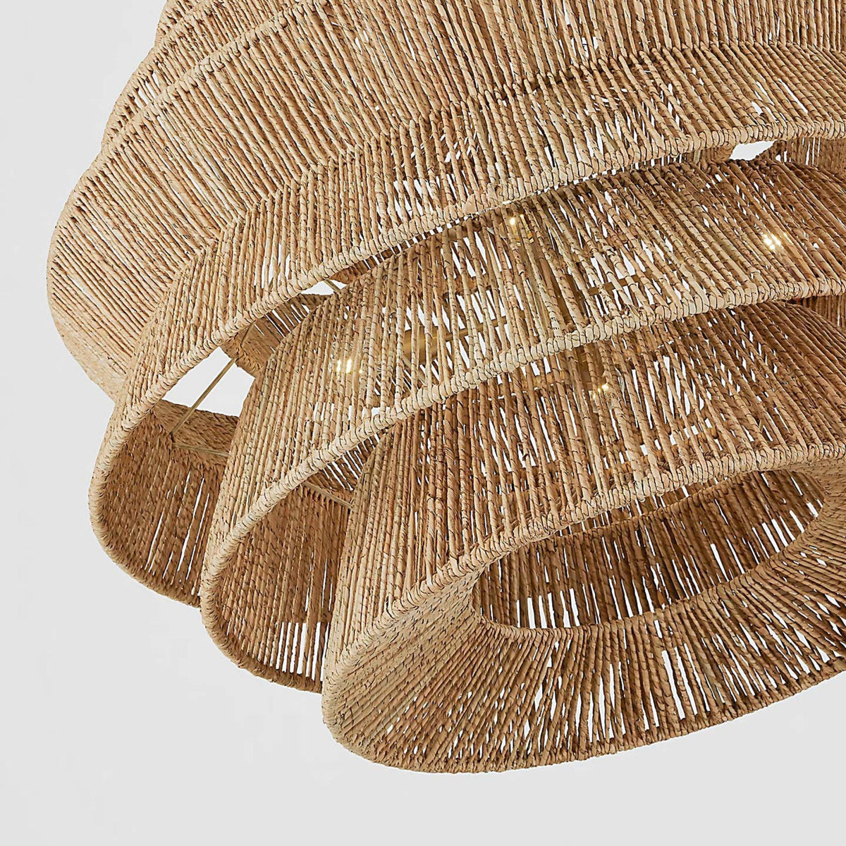 Chapman & Myers Antigua XL Drum Chandelier in Antique-Burnished Brass and Natural Abaca W42" x H34"