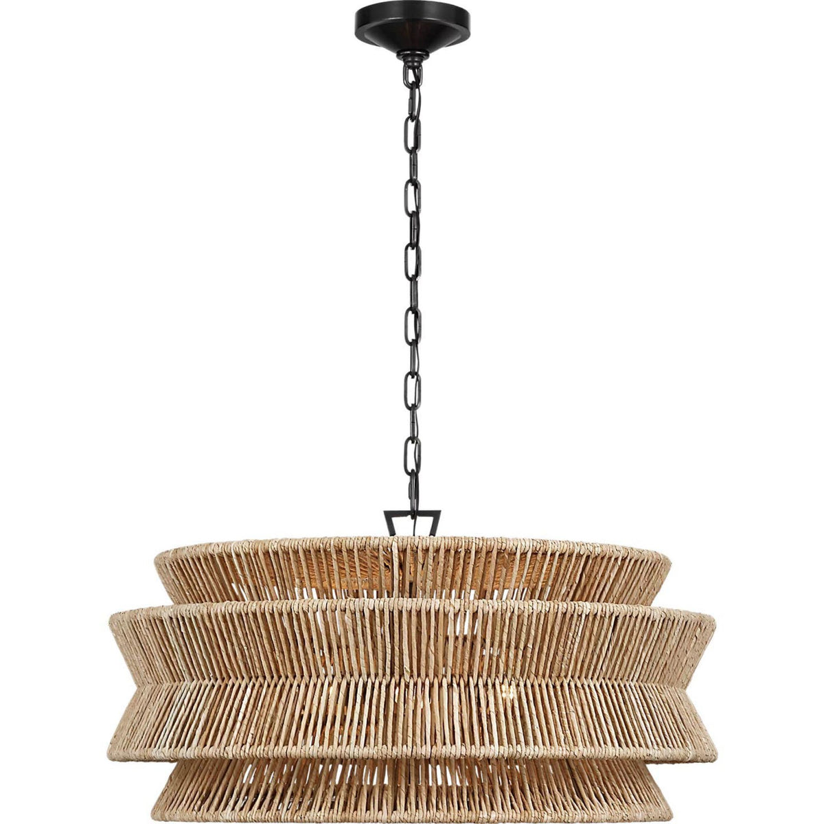 Chapman & Myers Antigua 30" Chandelier in Bronze and Natural Abaca W30" x H15.5"