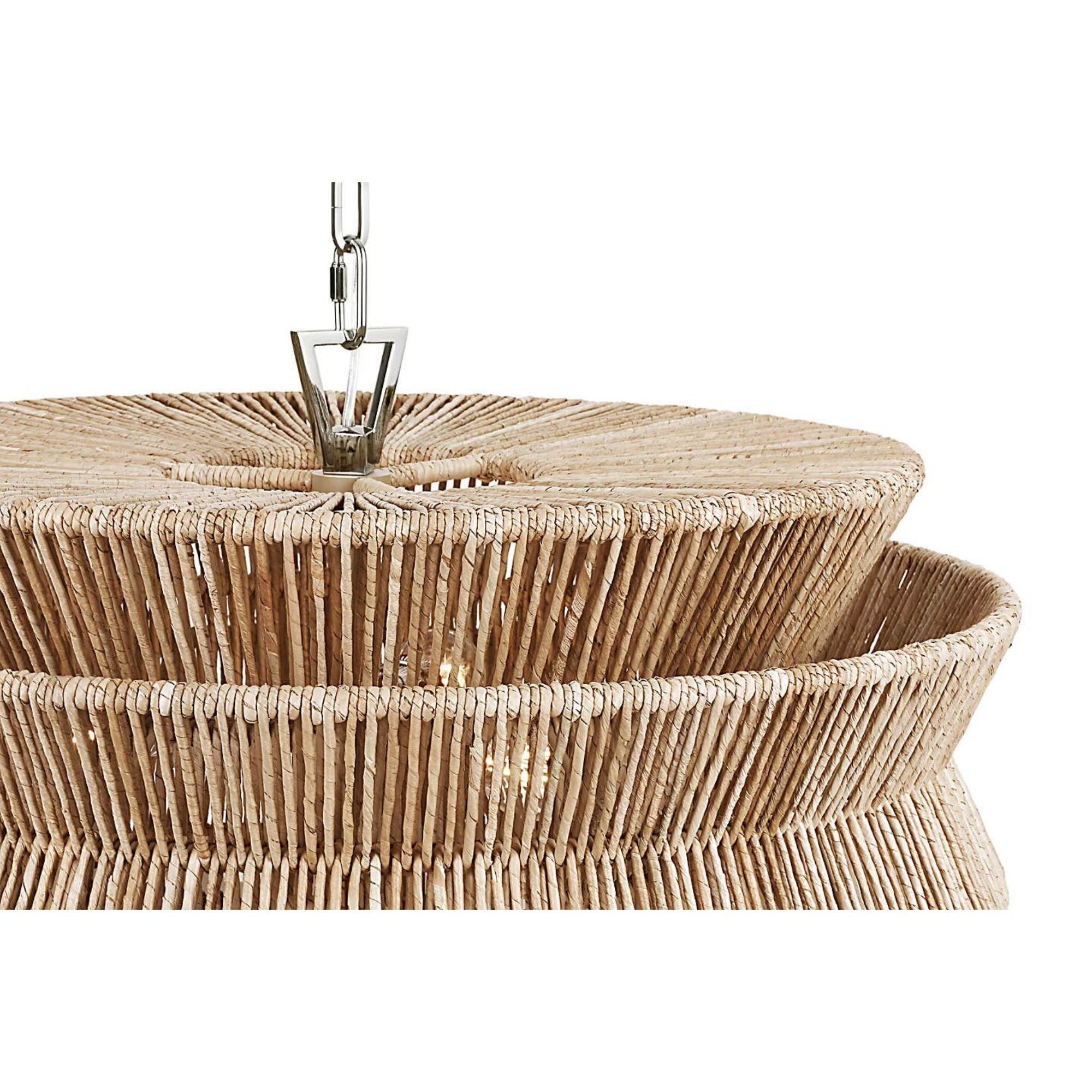 Chapman & Myers Antigua 30" Chandelier in Polished Nickel and Natural Abaca W30" x H15.5"