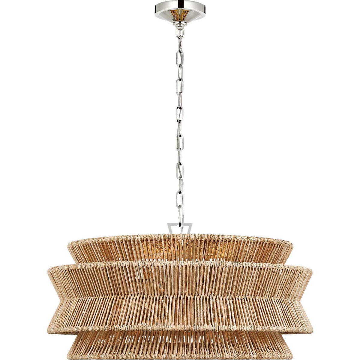 Chapman & Myers Antigua 30" Chandelier in Polished Nickel and Natural Abaca W30" x H15.5"