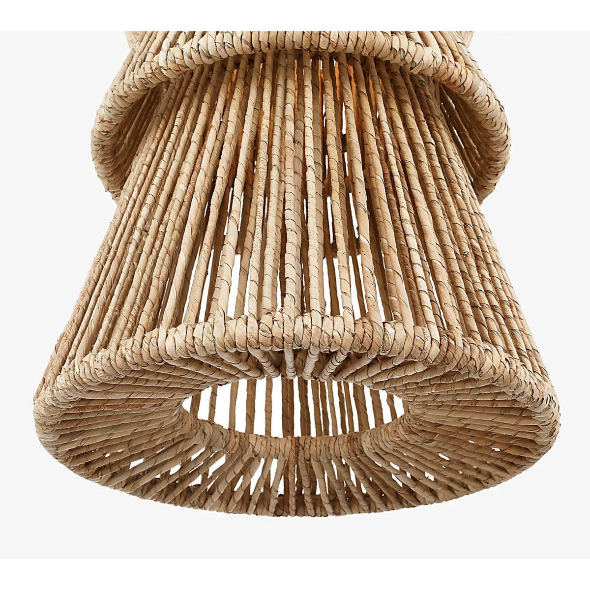 Chapman & Myers Antigua 11" Pendant in Polished Nickel and Natural Abaca W11" x H21.75"