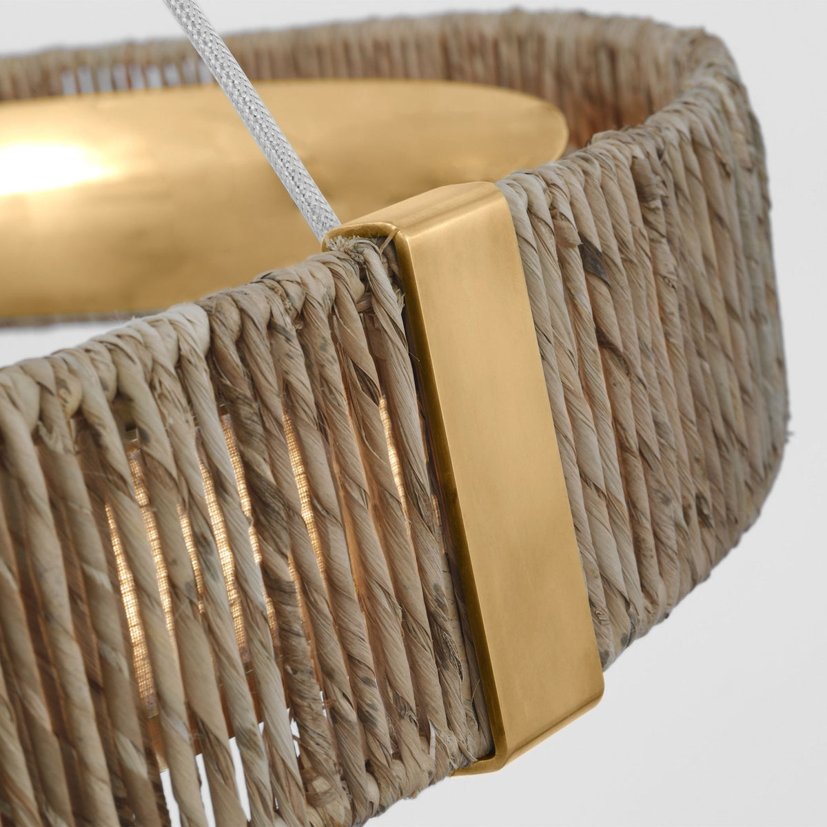 Chapman & Myers Kayden 40" Ring Chandelier in Antique-Burnished Brass and Natural Abaca W40.75"