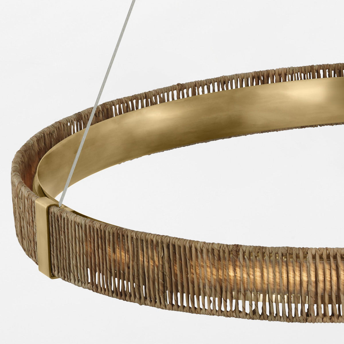 Chapman & Myers Kayden 40" Ring Chandelier in Antique-Burnished Brass and Natural Abaca W40.75"