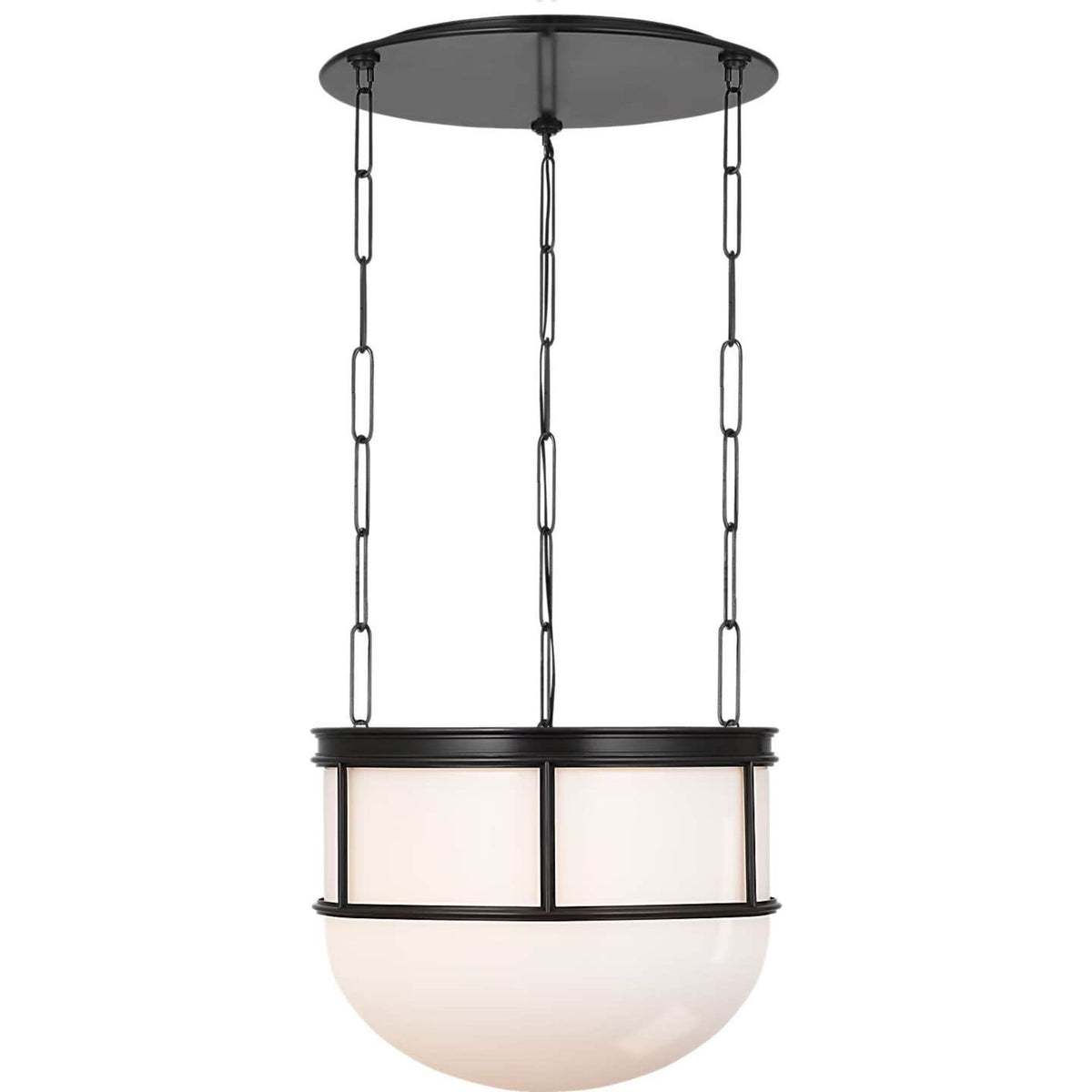 Chapman & Myers Martil 17" Lantern in Bronze with White Glass W16.5" x H13.5"