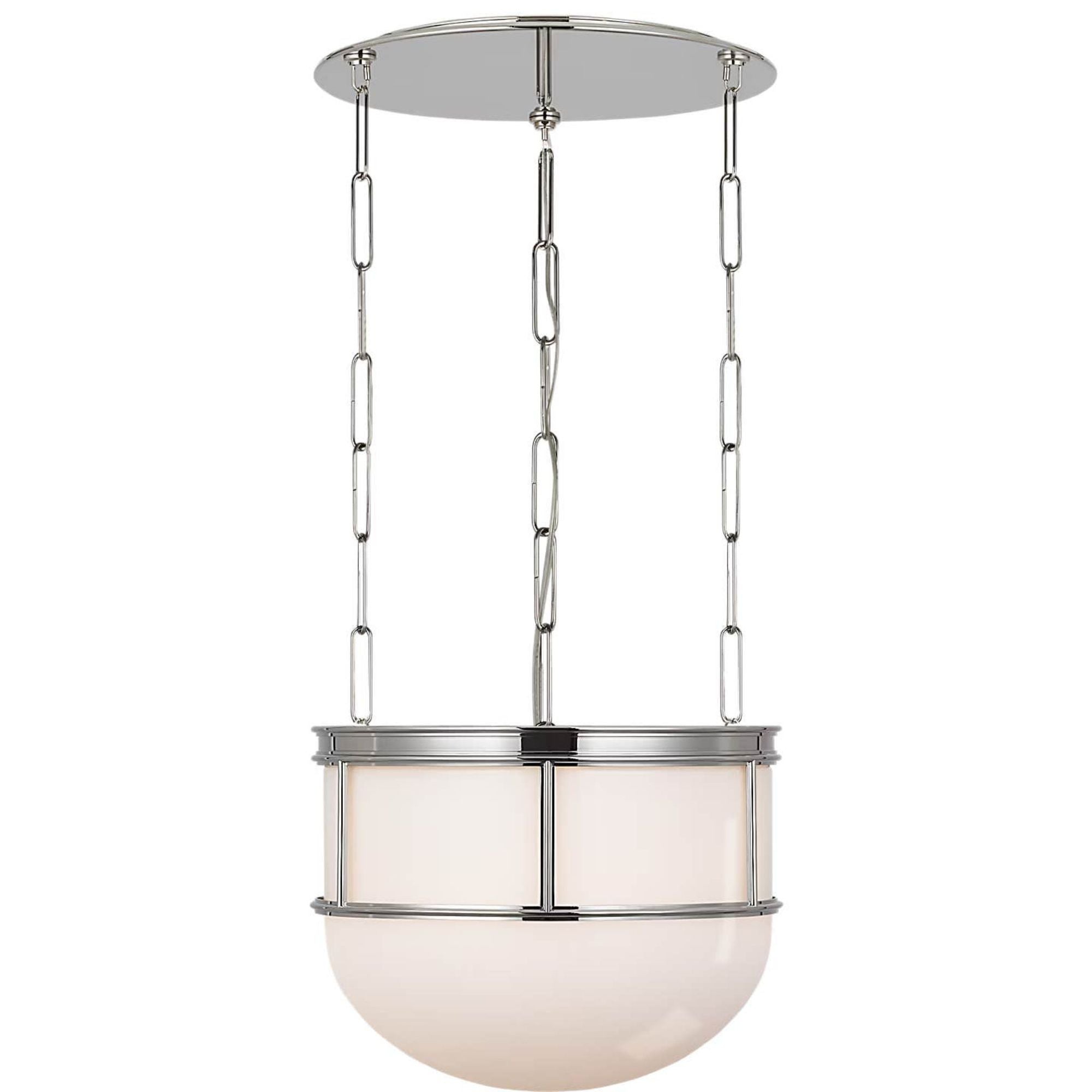 Chapman & Myers Martil 17" Lantern in Polished Nickel with White Glass W16.5" x H13.5"