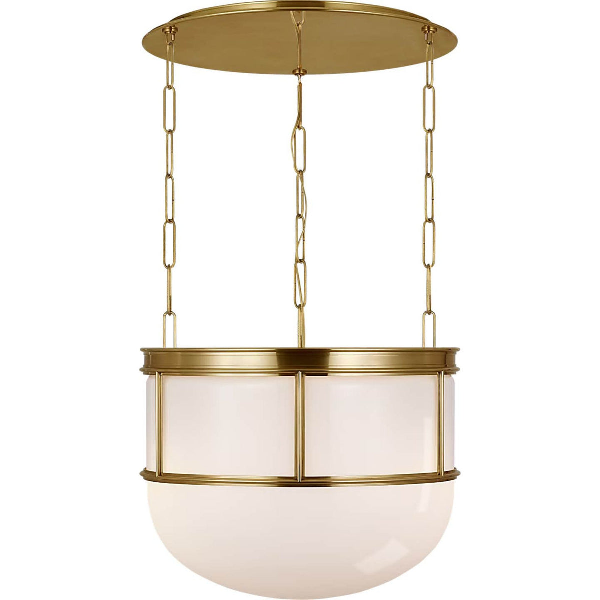 Chapman & Myers Martil 24" Lantern in Antique-Burnished Brass with White Glass W24" x H19"