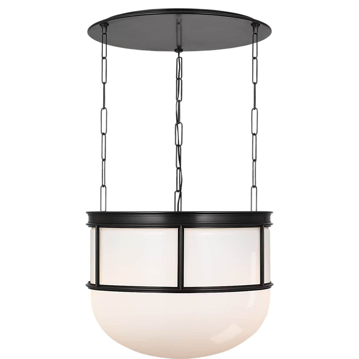 Chapman & Myers Martil 24" Lantern in Bronze with White Glass W24" x H19"