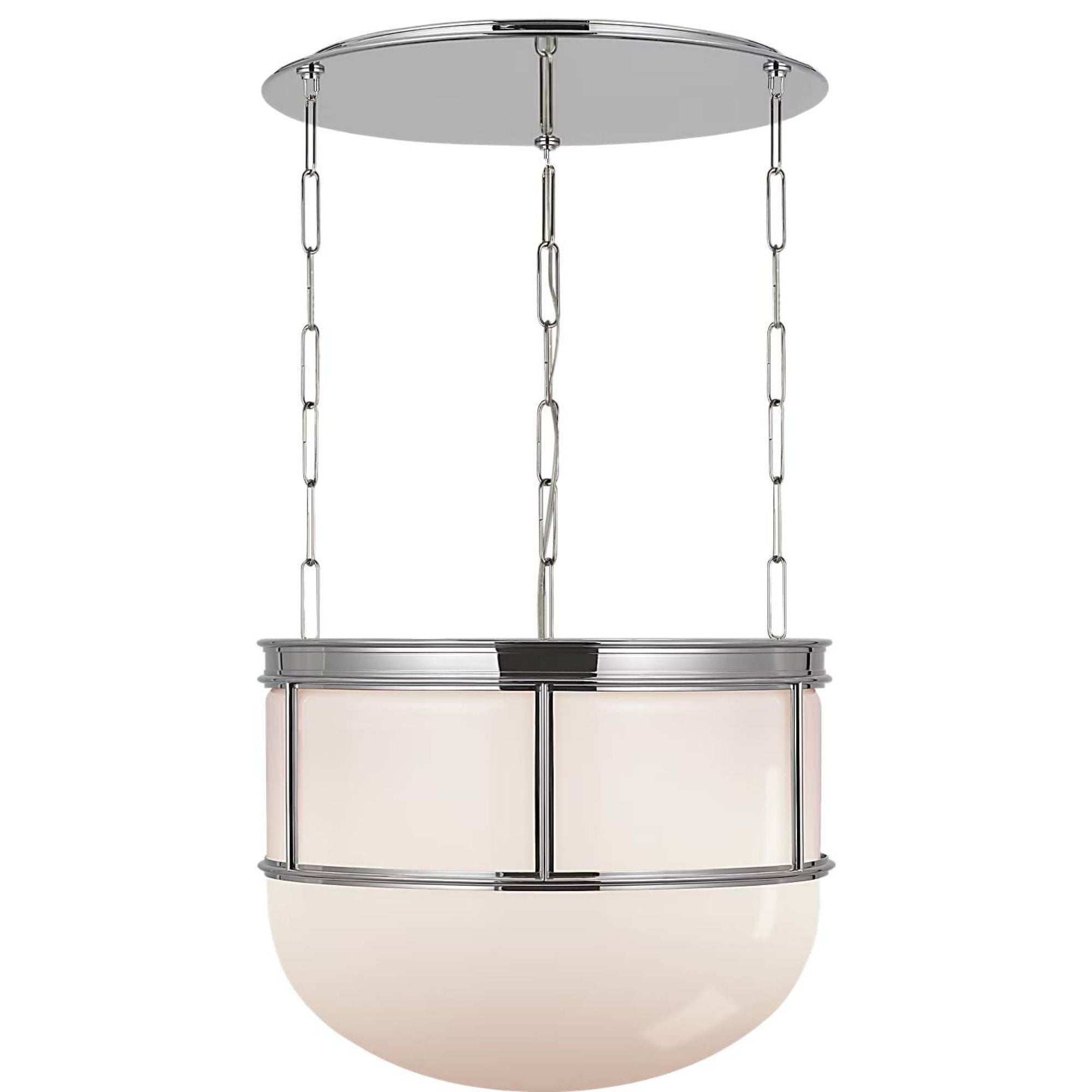 Chapman & Myers Martil 24" Lantern in Polished Nickel with White Glass W24" x H19"