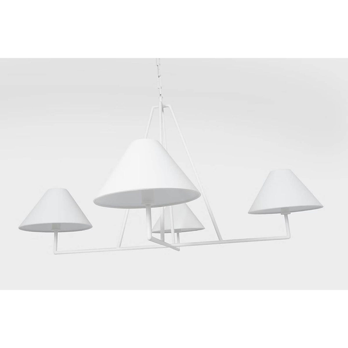 Chapman & Myers Ashton Extra Large Four Light Sculpted Chandelier in Plaster White with Linen Shades W44.5" x H25.5"