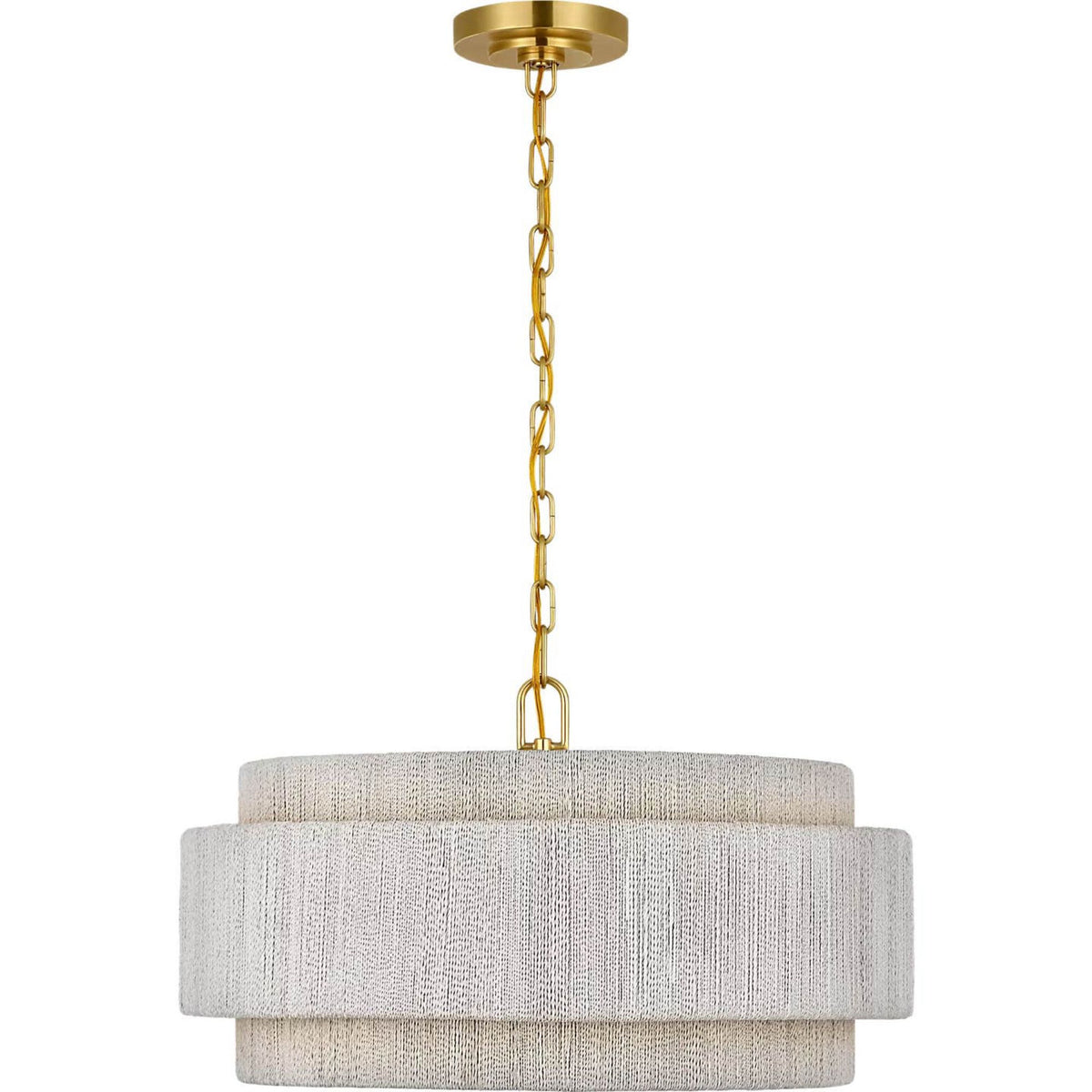 Chapman & Myers Dorado 24" Chandelier in Antique-Burnished Brass and Washed Abaca W24" x H13.25"