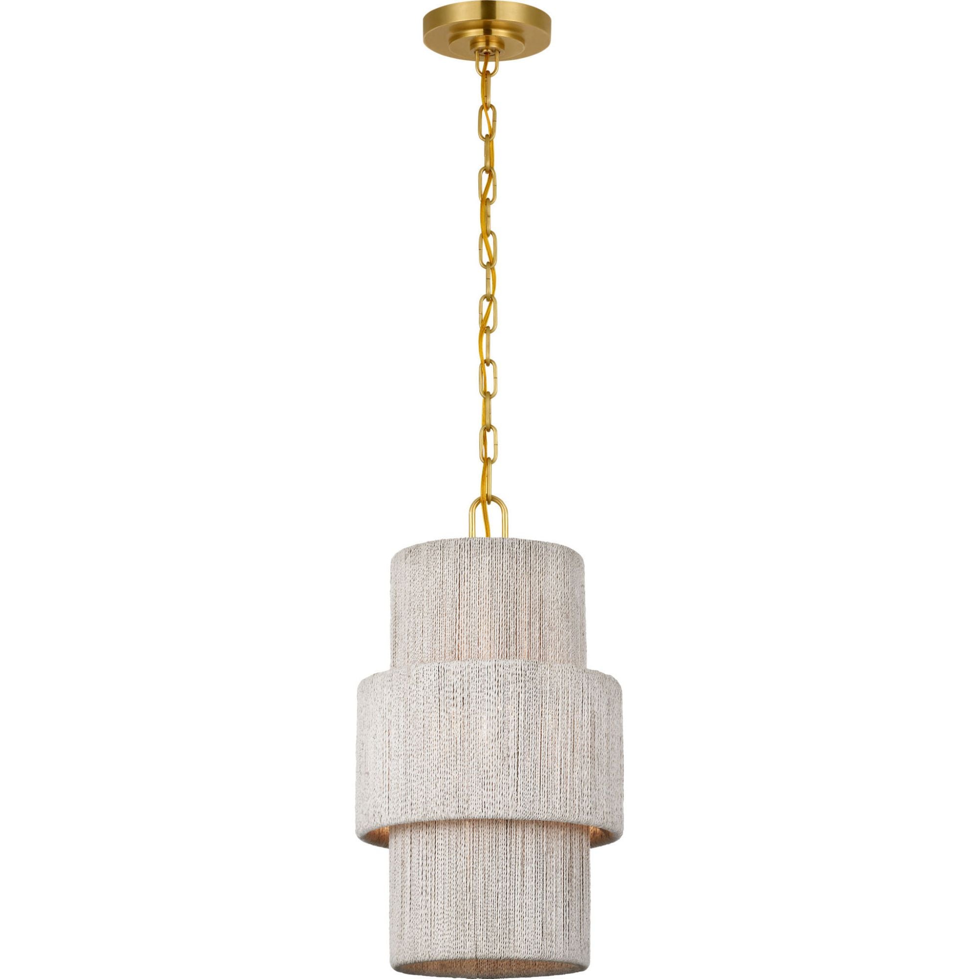 Chapman & Myers Dorado 12" Pendant in Antique-Burnished Brass and Washed Abaca W11.5" x H21"