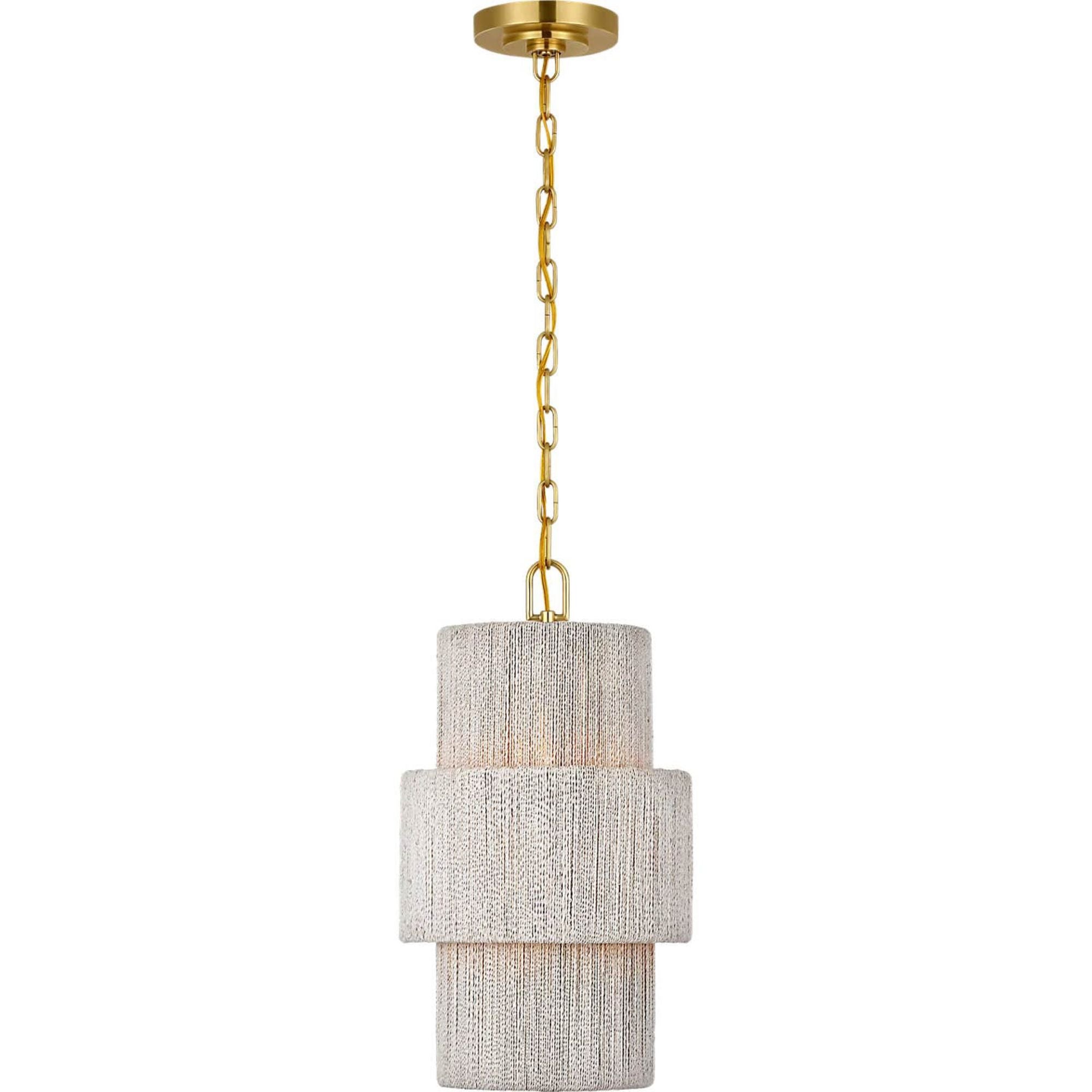 Chapman & Myers Dorado 12" Pendant in Antique-Burnished Brass and Washed Abaca W11.5" x H21"