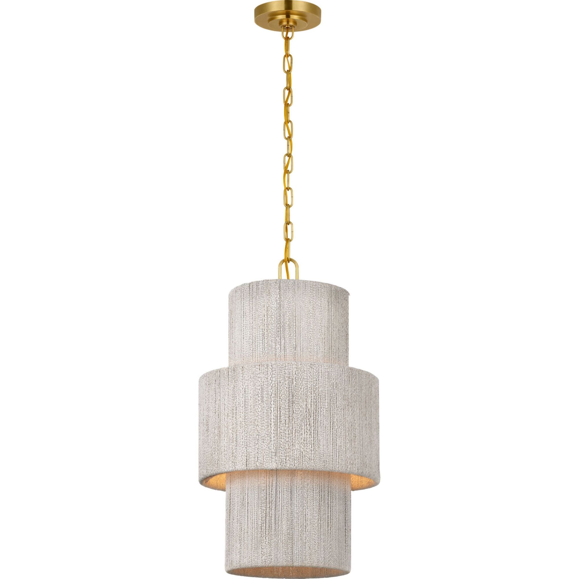 Chapman & Myers Dorado 15" Pendant in Antique-Burnished Brass and Washed Abaca W15.25" x H26.75"