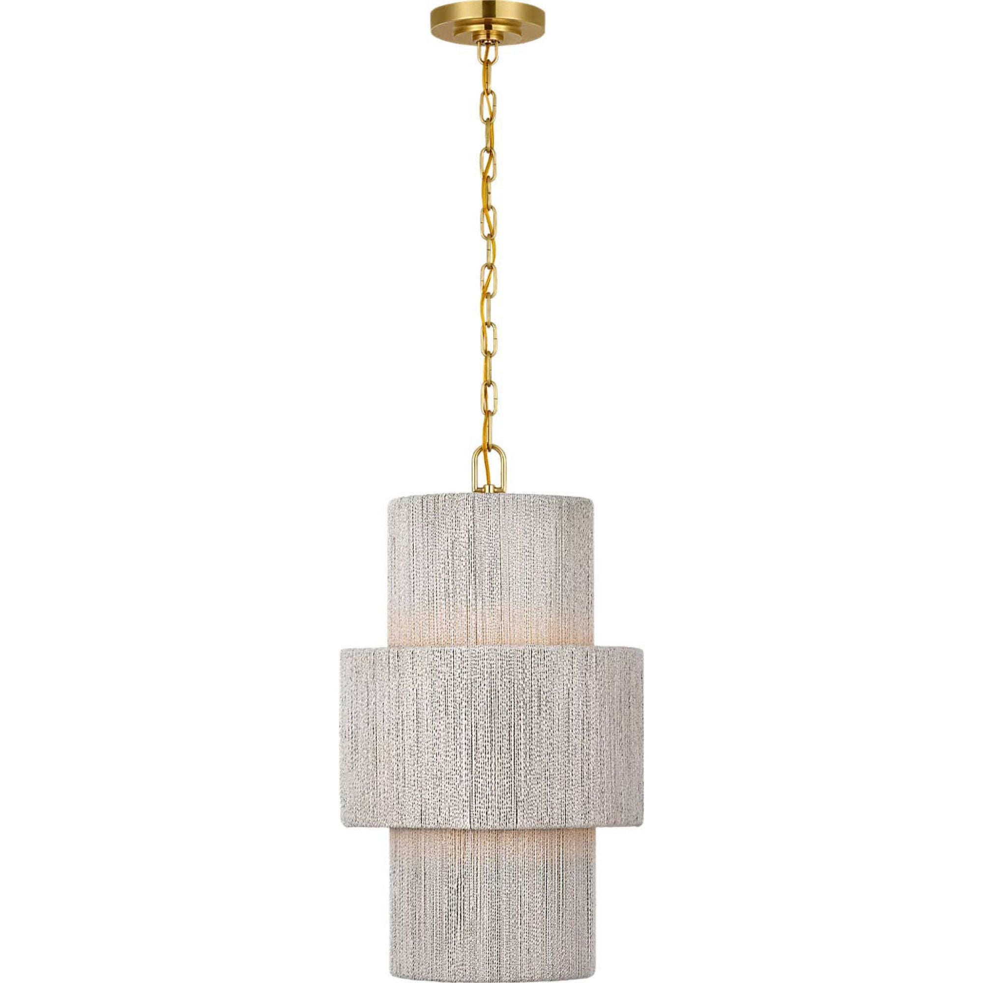 Chapman & Myers Dorado 15" Pendant in Antique-Burnished Brass and Washed Abaca W15.25" x H26.75"