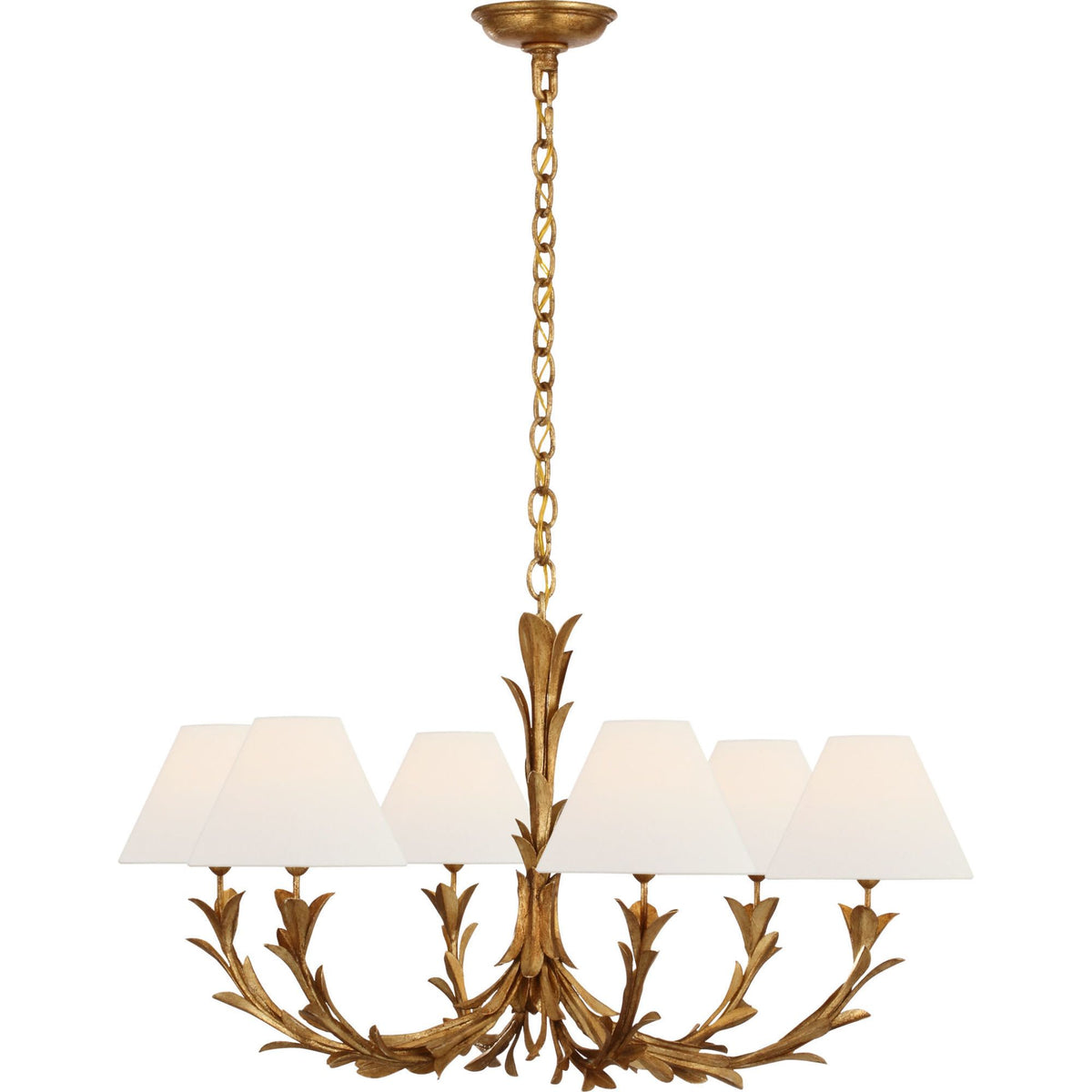 Chapman & Myers Provenz 32" 6 Light Chandelier in French Gild with Linen Shades W32" x H17.25"