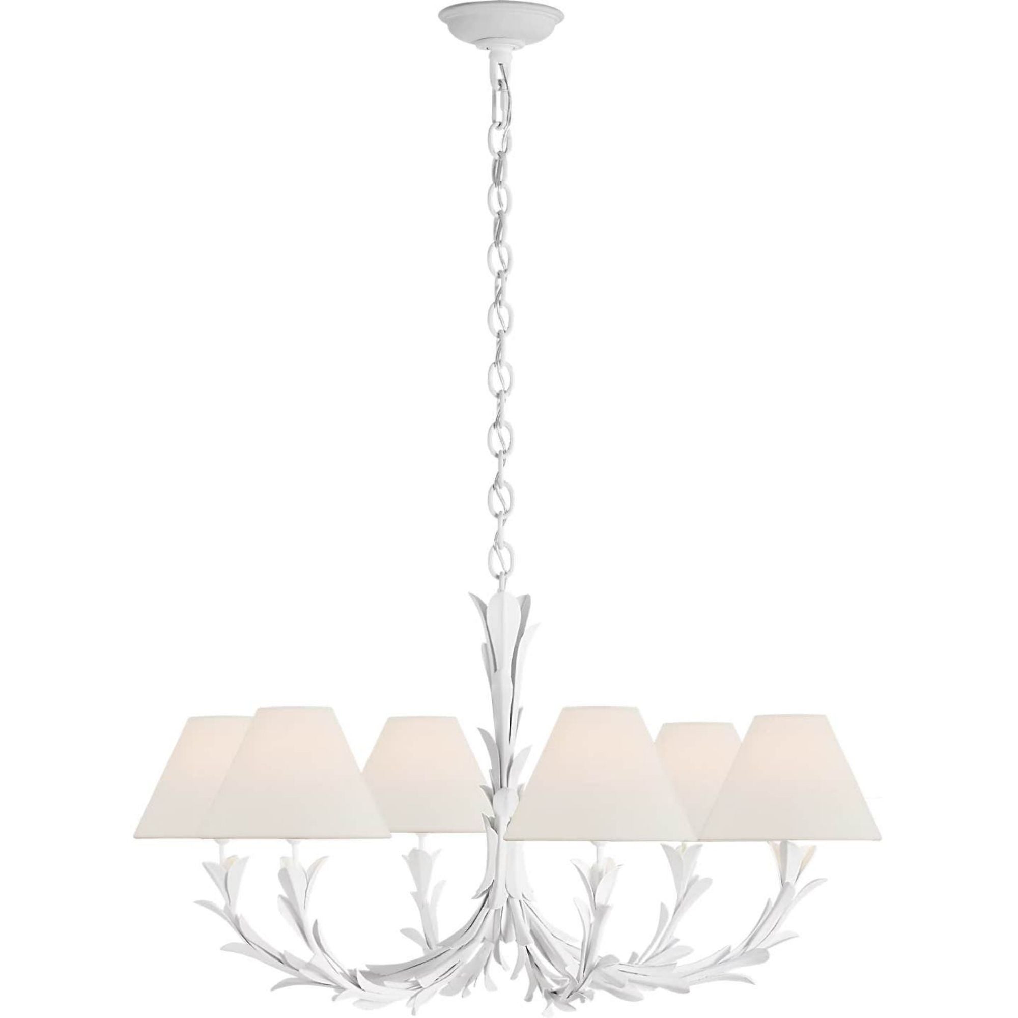 Chapman & Myers Provenz 32" 6 Light Chandelier in Plaster White with Linen Shades W32" x H17.25"