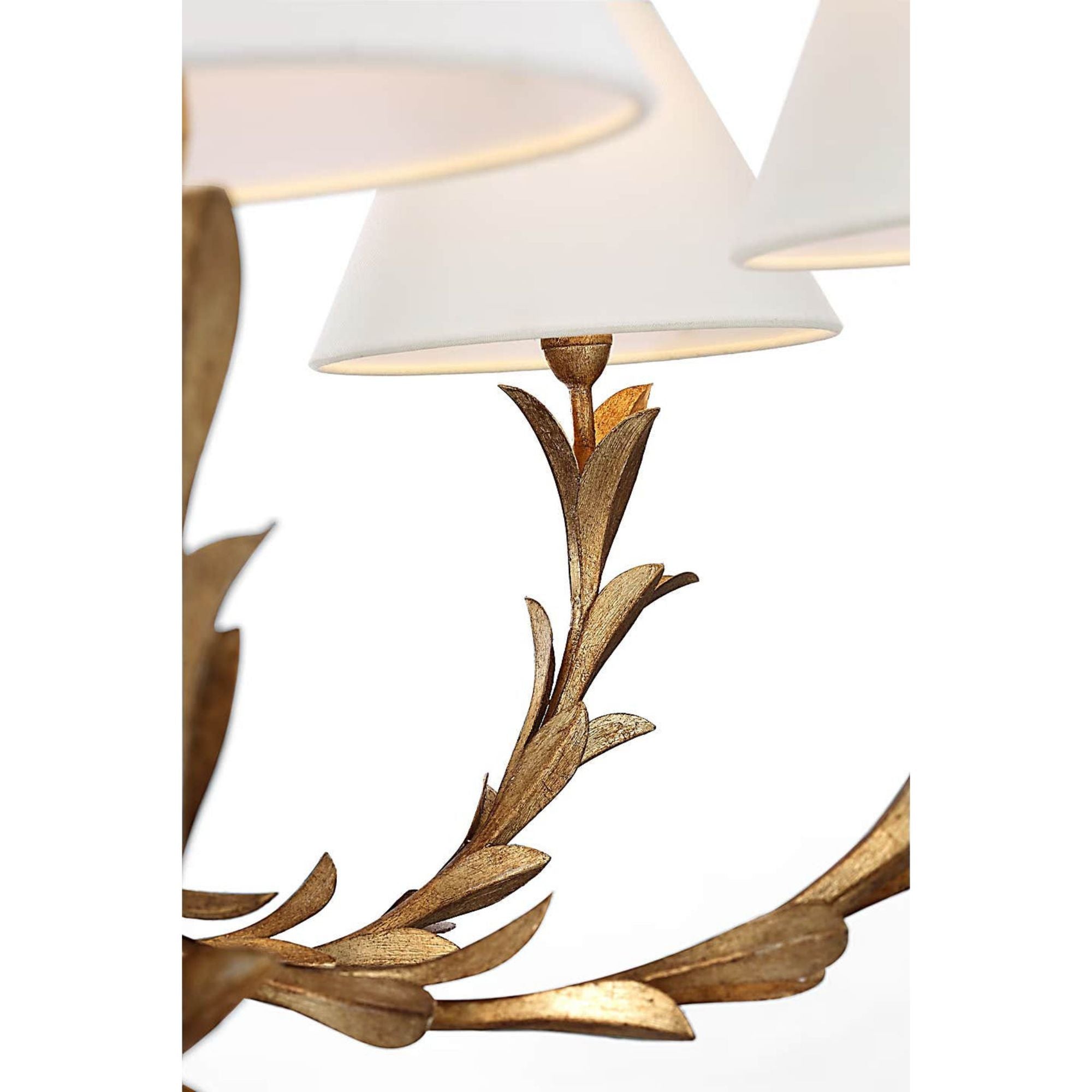 Chapman & Myers Provenz 42" 6 Light Chandelier in French Gild with Linen Shades W42" x H23.75"
