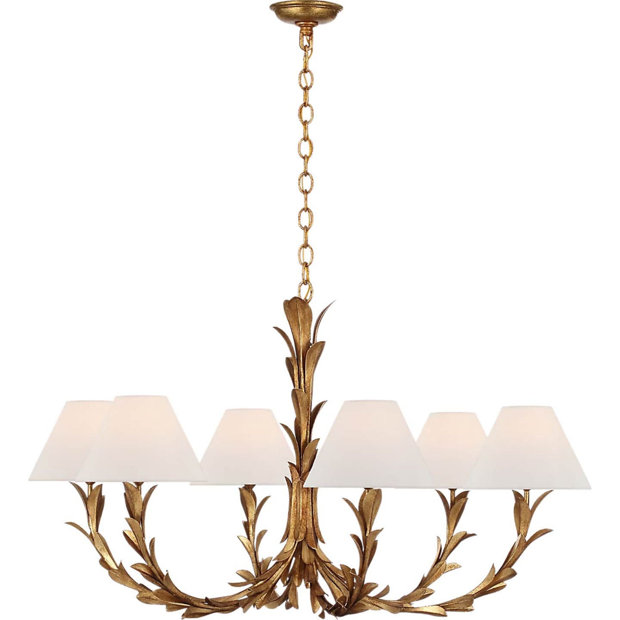 Chapman & Myers Provenz 42" 6 Light Chandelier in French Gild with Linen Shades W42" x H23.75"