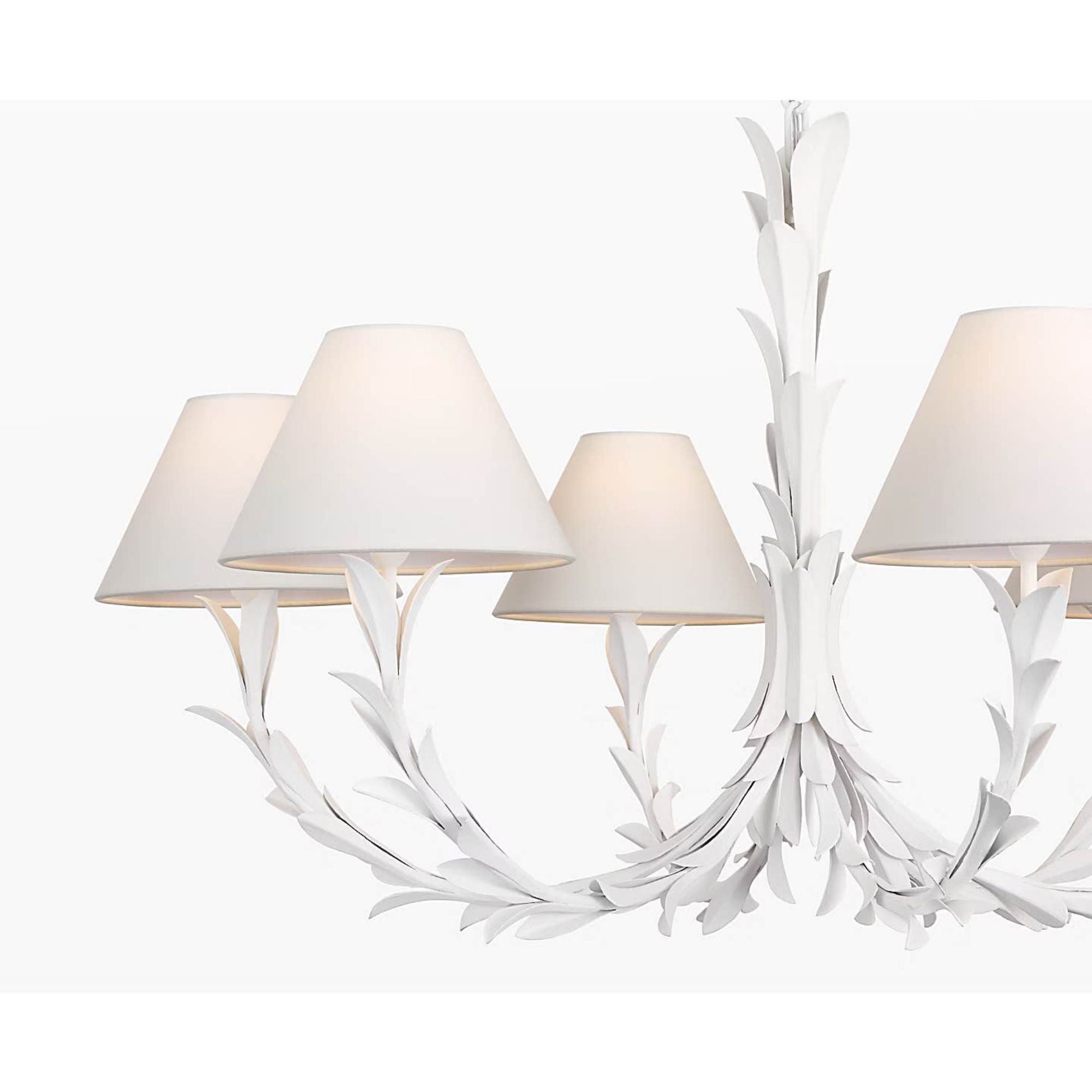 Chapman & Myers Provenz 42" 6 Light Chandelier in Plaster White with Linen Shades W42" x H23.75"