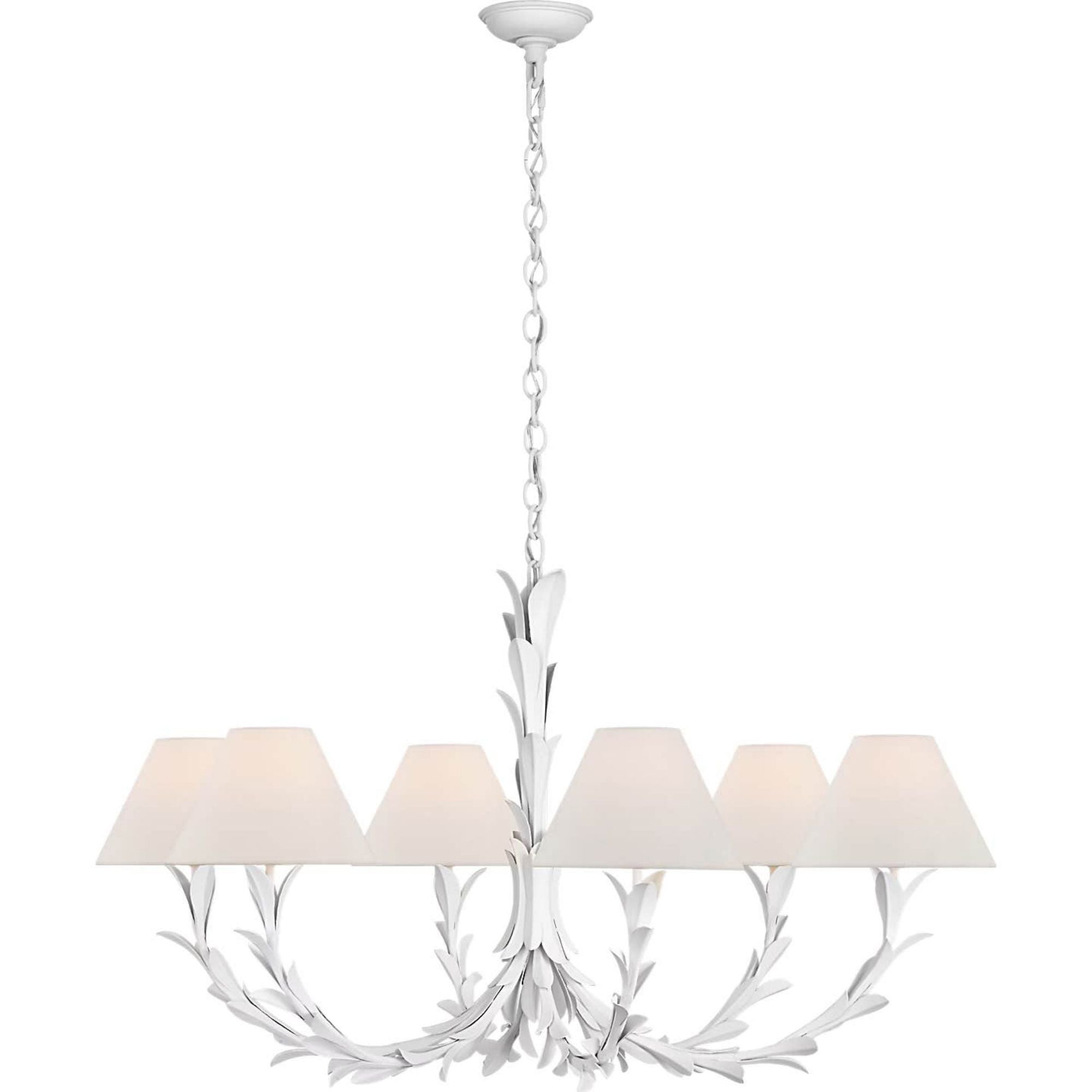 Chapman & Myers Provenz 42" 6 Light Chandelier in Plaster White with Linen Shades W42" x H23.75"