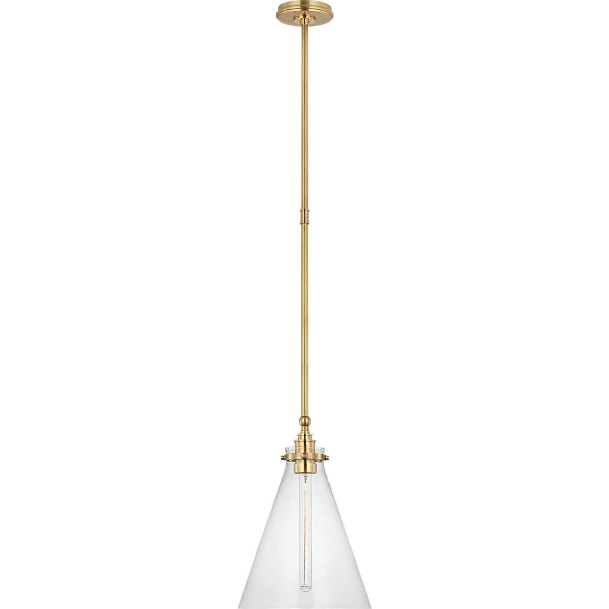 Chapman & Myers Parkington 11" Conical Pendant in Antique-Burnished Brass with Clear Glass W11"