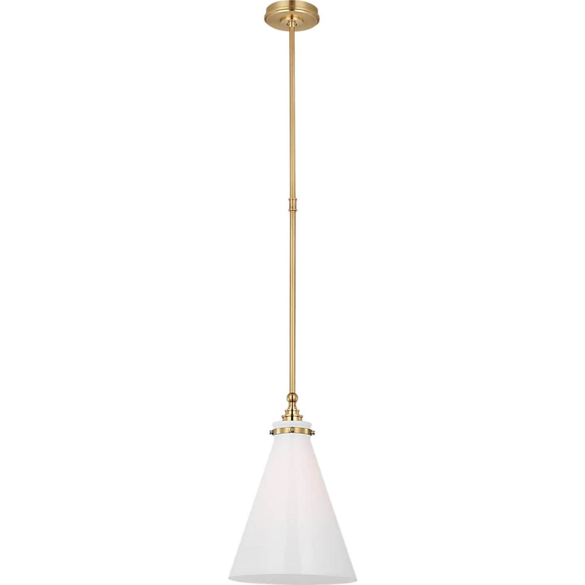 Chapman & Myers Parkington 11" Conical Pendant in Antique-Burnished Brass with White Glass W11"