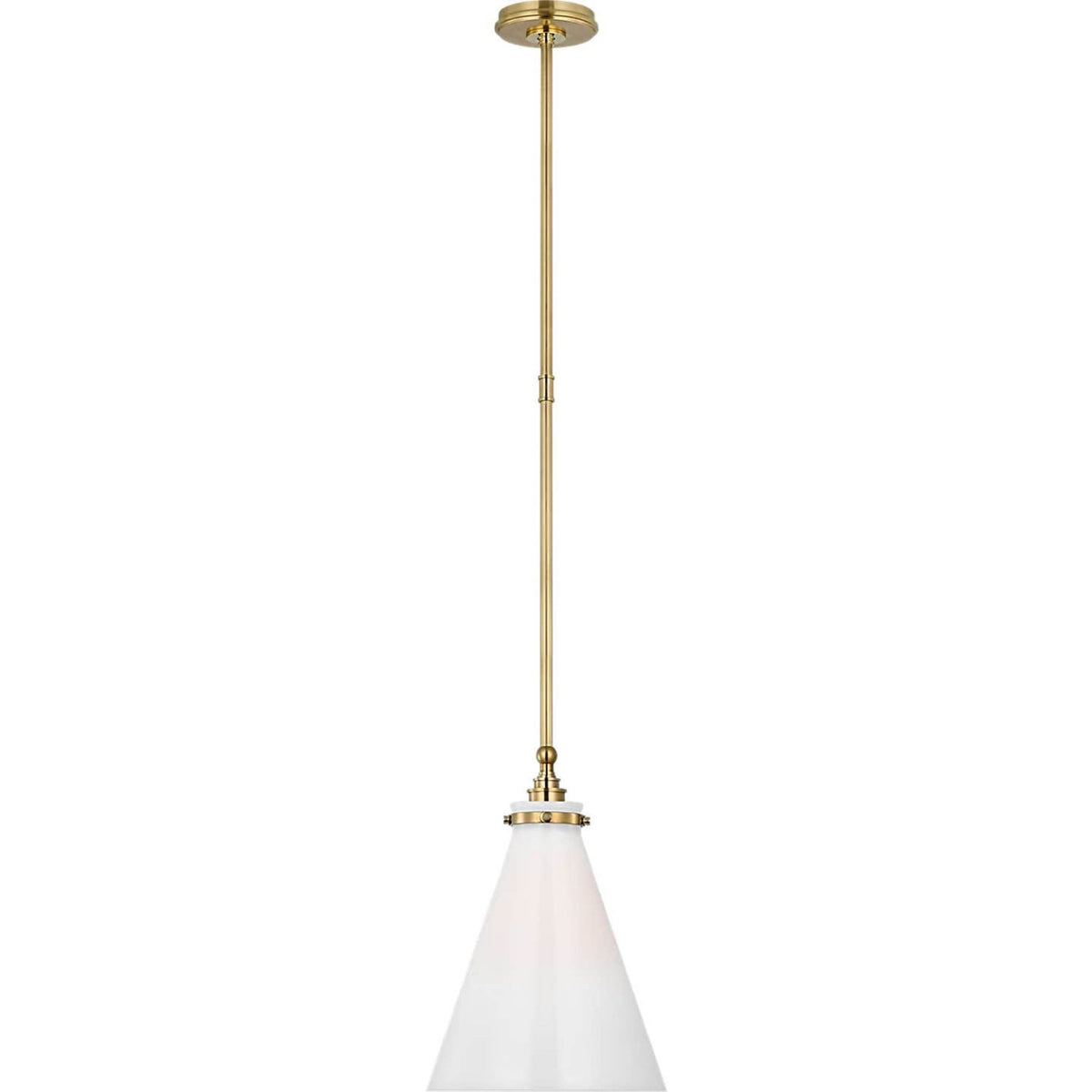 Chapman & Myers Parkington 11" Conical Pendant in Antique-Burnished Brass with White Glass W11"