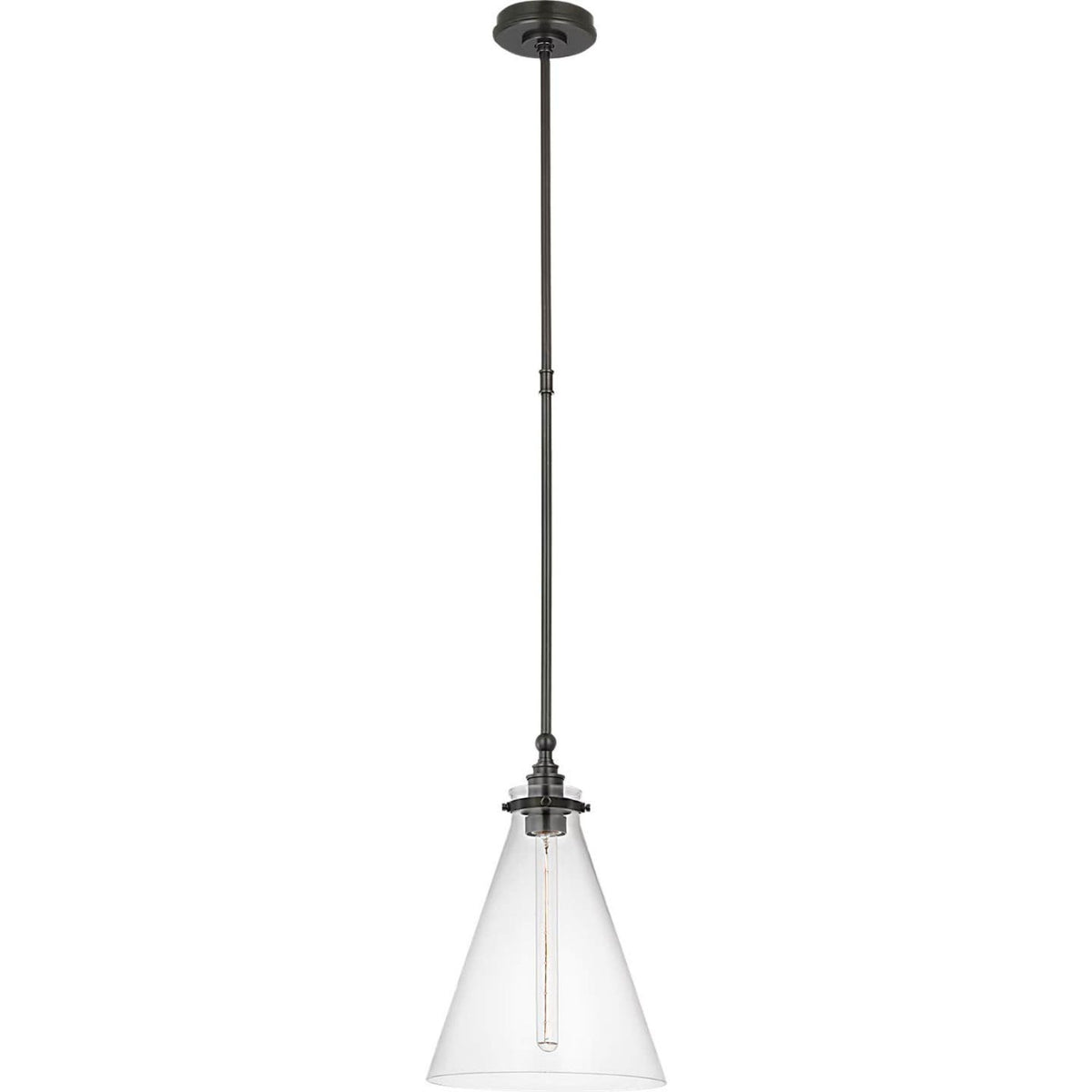 Chapman & Myers Parkington 11" Conical Pendant in Bronze with Clear Glass W11"
